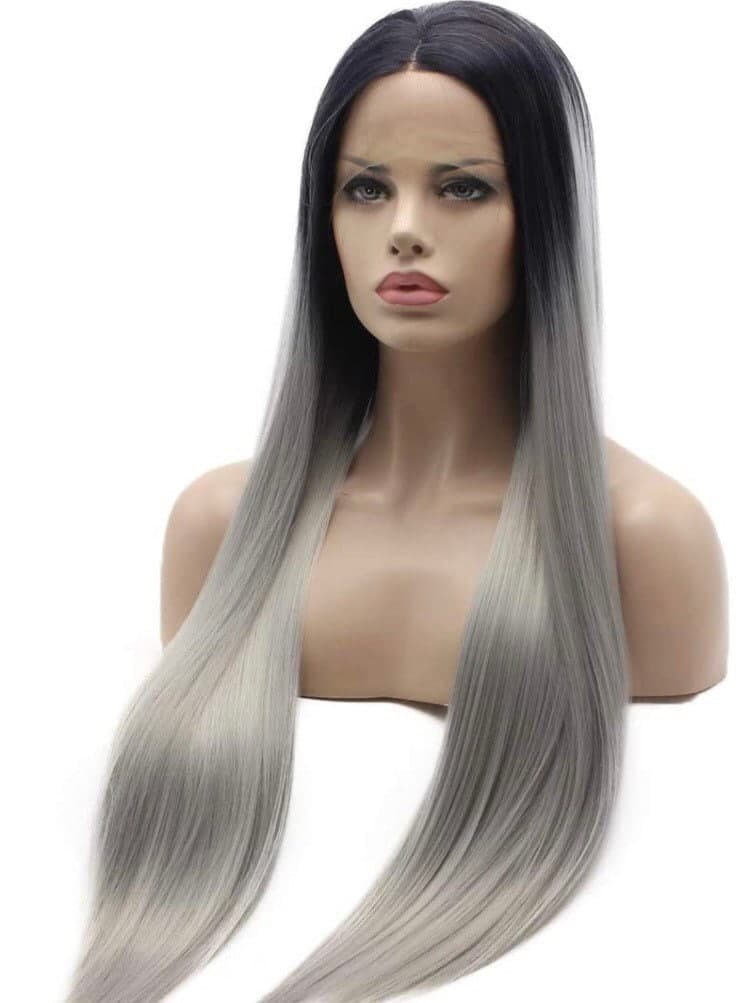 28” grey ombre straight long lace front wig *NEW* Arrives New - Thumbnail 6