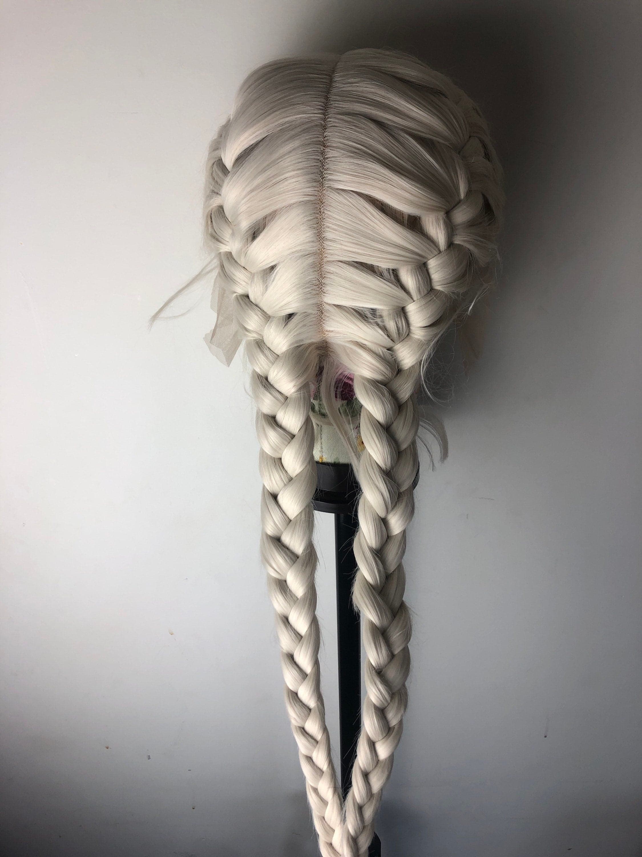 24” WHITE BLONDE dutch braided lace front wig *NEW* Pre plucked hair line and baby hairs - Thumbnail 4