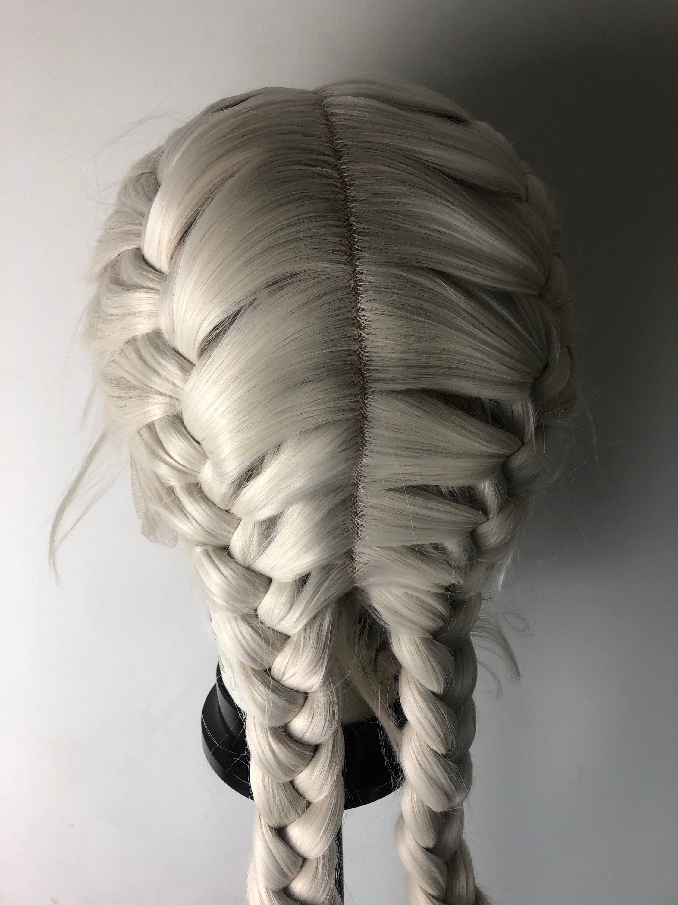 24” WHITE BLONDE dutch braided lace front wig *NEW* Pre plucked hair line and baby hairs - Thumbnail 6