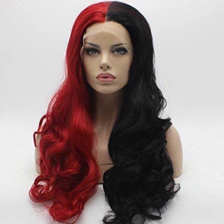 24” Red & Black 2 Tone split dye lace front wig . Arrives New - Thumbnail 8