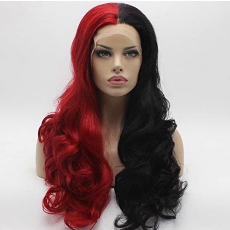 24” Red & Black 2 Tone split dye lace front wig . Arrives New - Thumbnail 2