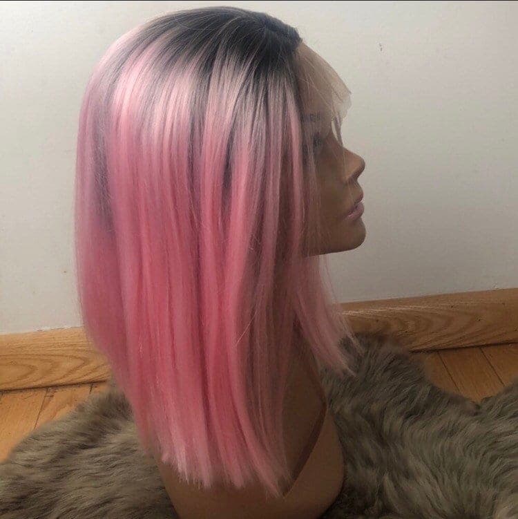 PINK Ombré Straight bob short Lace front wig *NEW* - Thumbnail 3