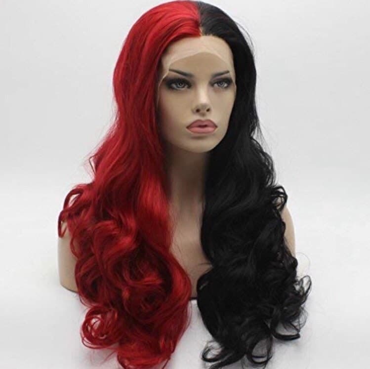 24” Red & Black 2 Tone split dye lace front wig . Arrives New - Thumbnail 4