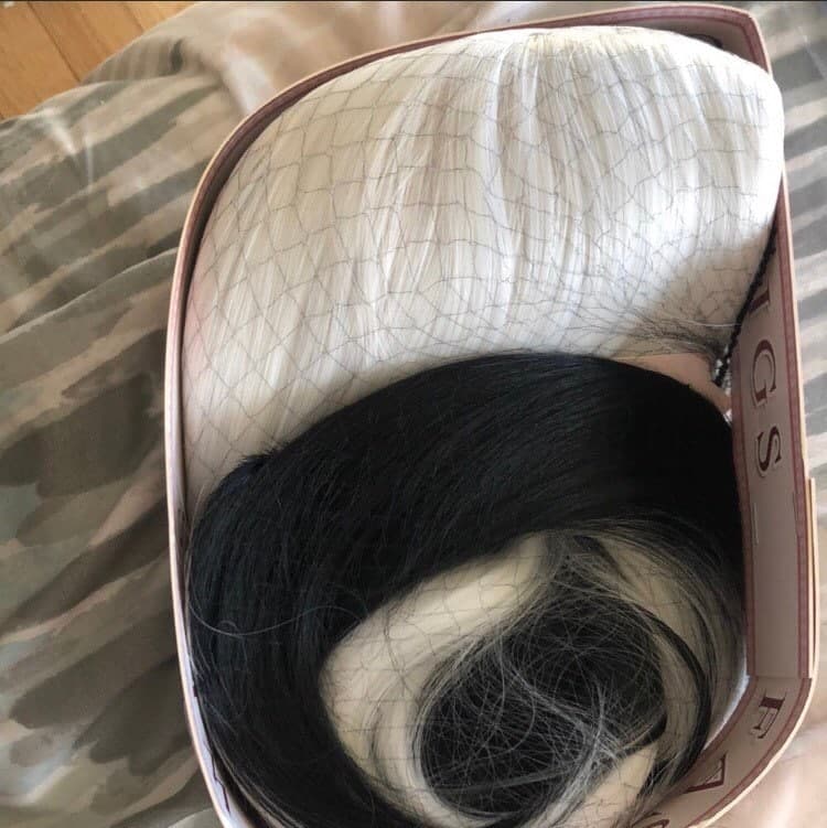 CRUELLA 22” Black & White split dye straight wig -ARRIVES NEW Perfect for Cruella Deville costume - Thumbnail 6