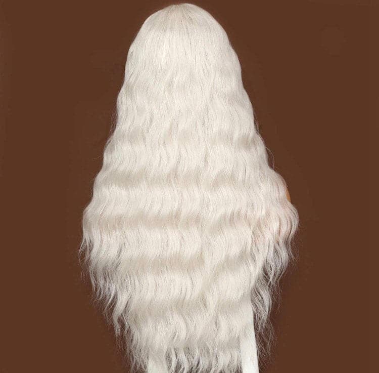 24” white platinum blonde summer wavy Lace Front Wig *NEW* 5” front lace middle part - Thumbnail 5