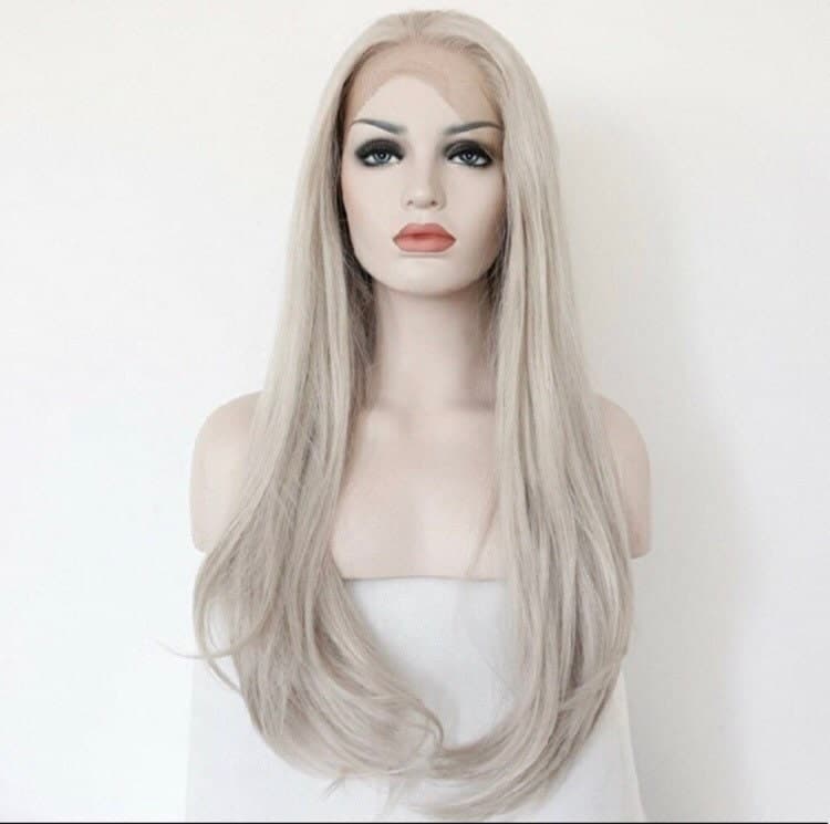 24” GREY silver natural straight lace front wig for beautiful woman *NEW* - Thumbnail 4