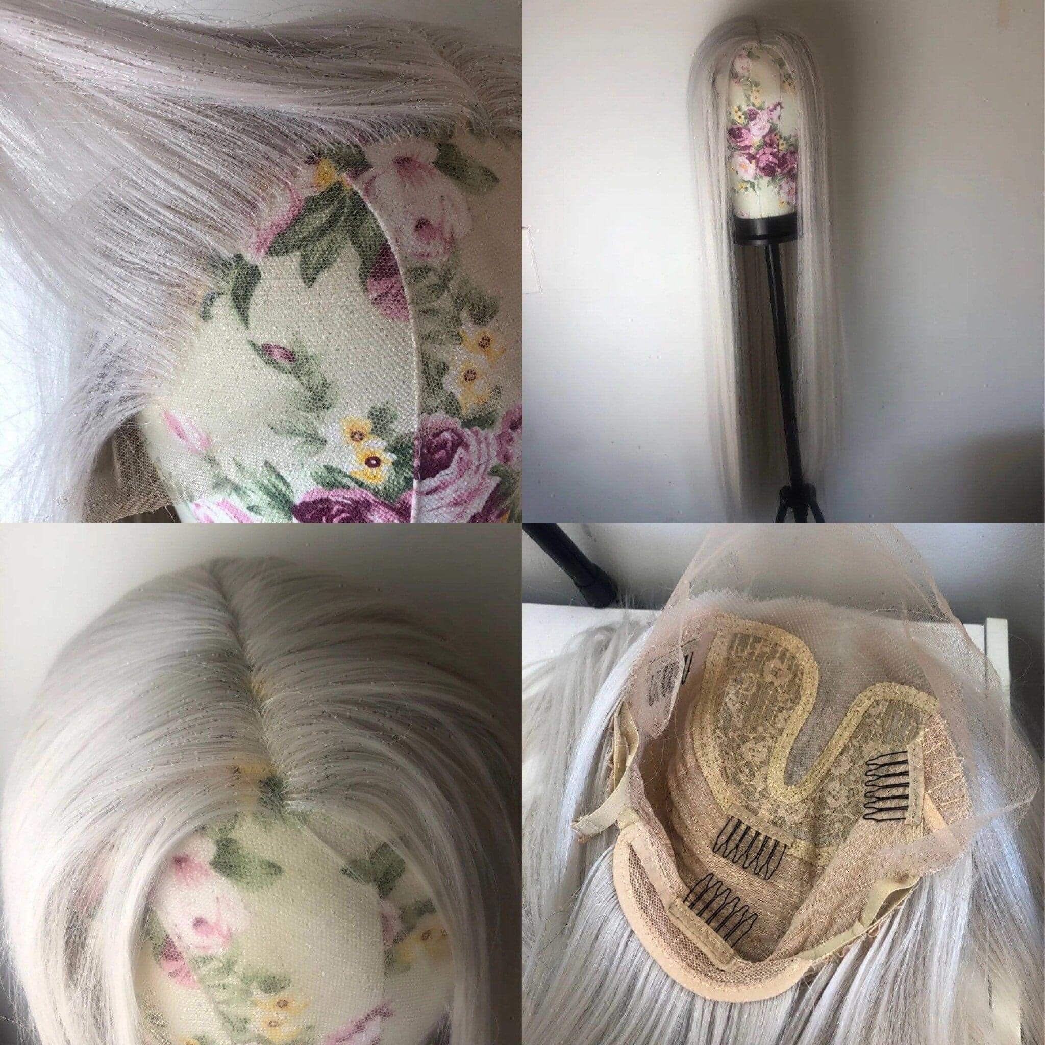 30” White Blonde silverish straight lace front wig NEW* Arrives new and unused 6” FRONT part space lace front wig - Thumbnail 2