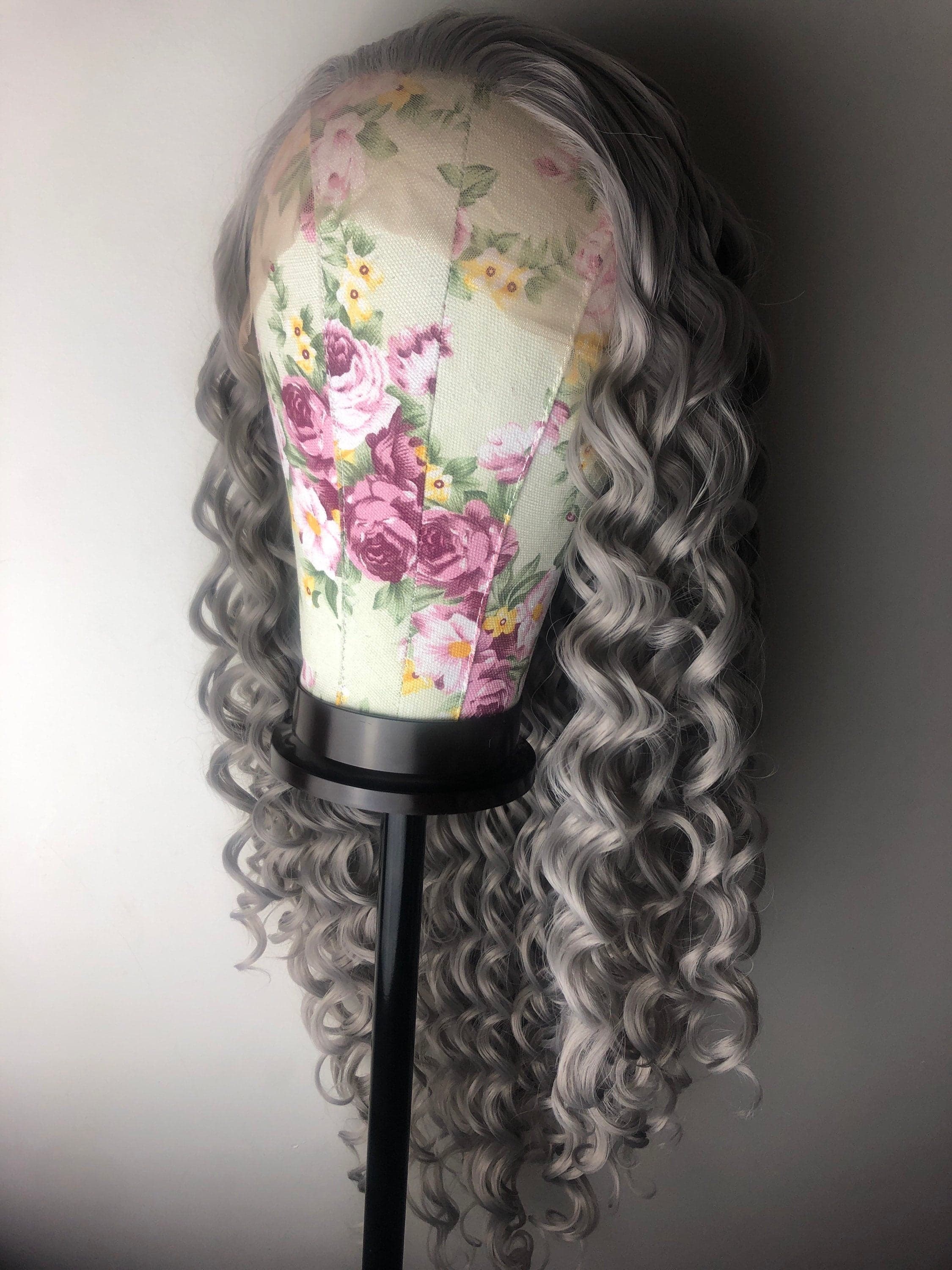 24” SILVERY GREY curly lace front wig *NEW* - Thumbnail 2