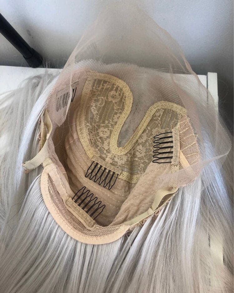 30” White Blonde silverish straight lace front wig NEW* Arrives new and unused 6” FRONT part space lace front wig - Thumbnail 10