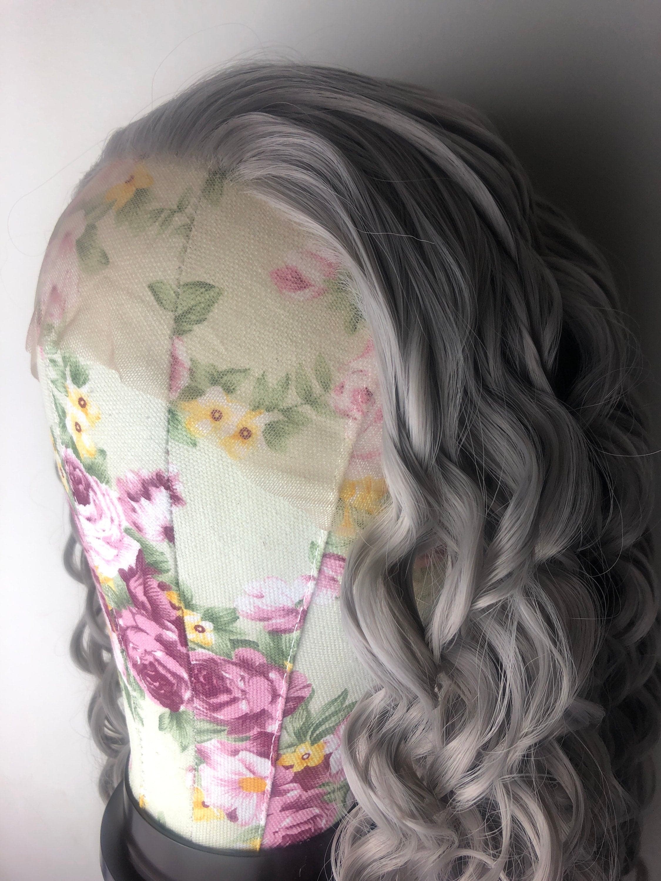 24” SILVERY GREY curly lace front wig *NEW* - Thumbnail 3