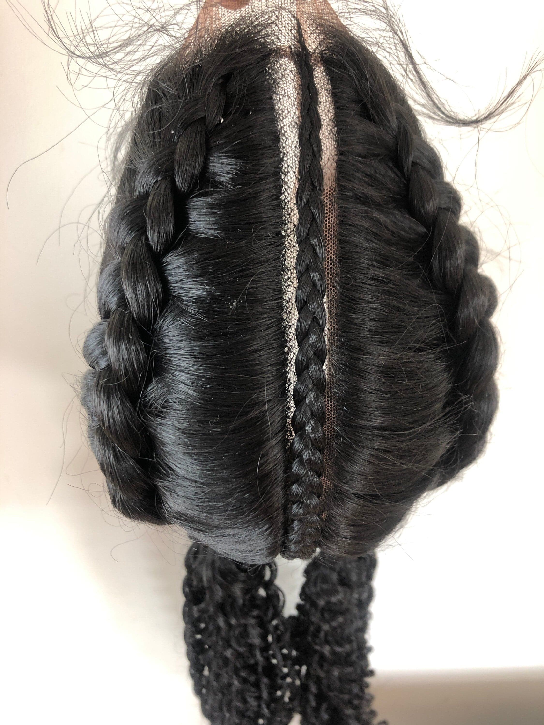28” Black Dutch Braided Lace Front Wig Pre Plucked Hair Line & Baby Hairs - Thumbnail 3