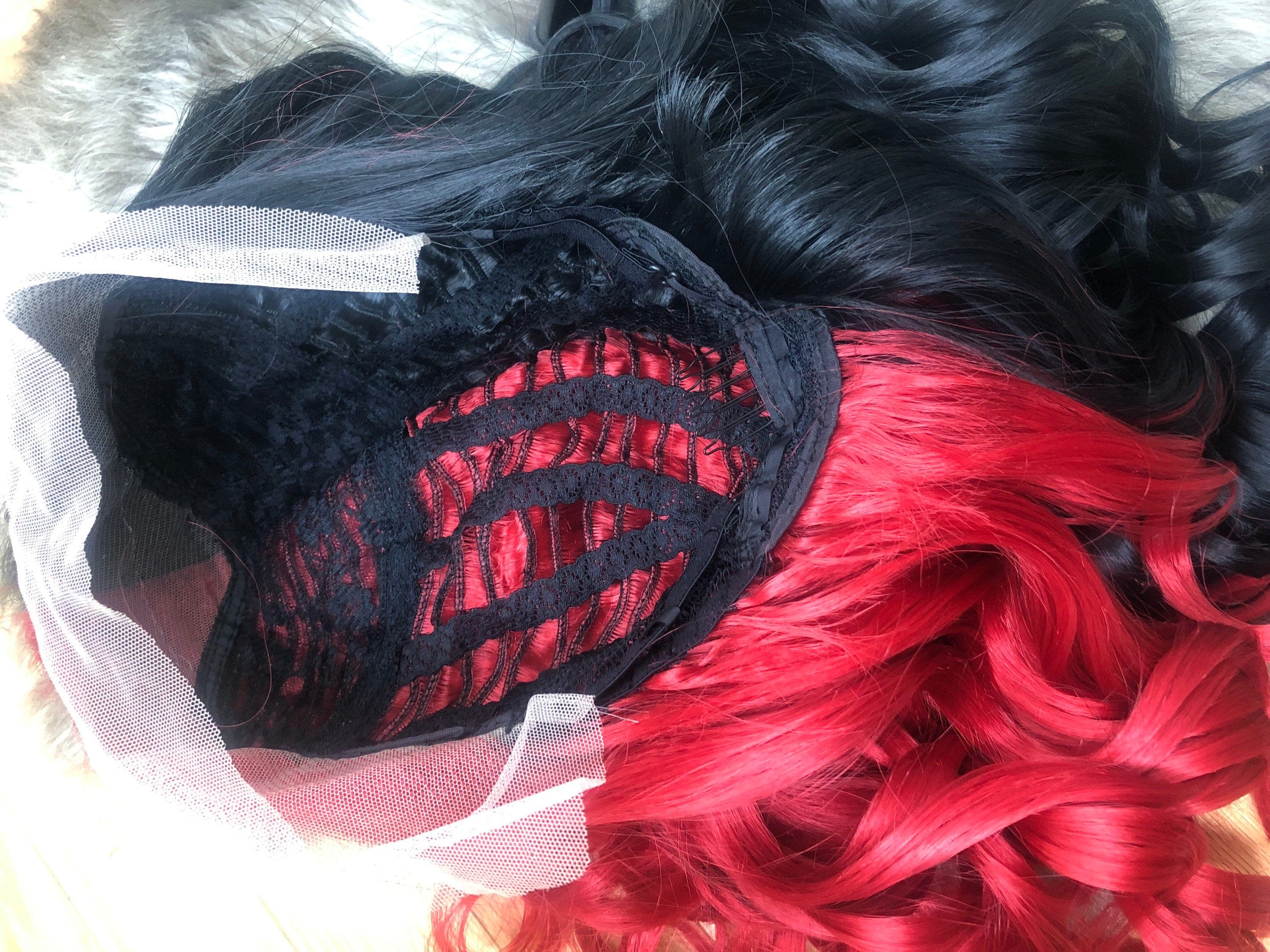24” Red & Black 2 Tone split dye lace front wig . Arrives New - Thumbnail 7