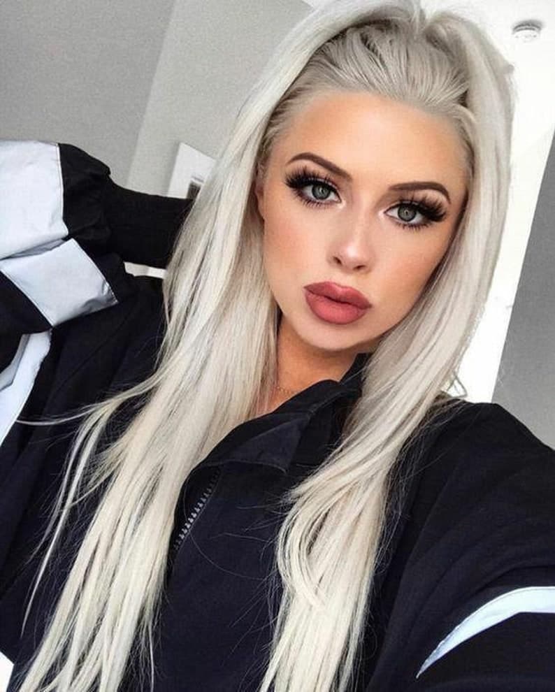 White Human Hair Lace Front Wigs Virgin Remy Glueless Lacewig - White Blonde / 22