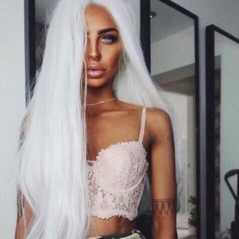 28” WHITE Straight long lace front wig for beautiful woman *NEW*