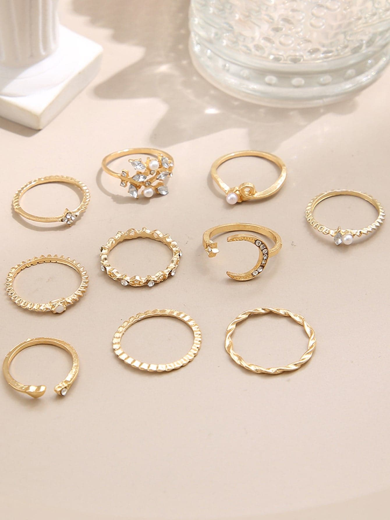 10pcs/set Rhinestone Decor Ring - one-size - Thumbnail 6