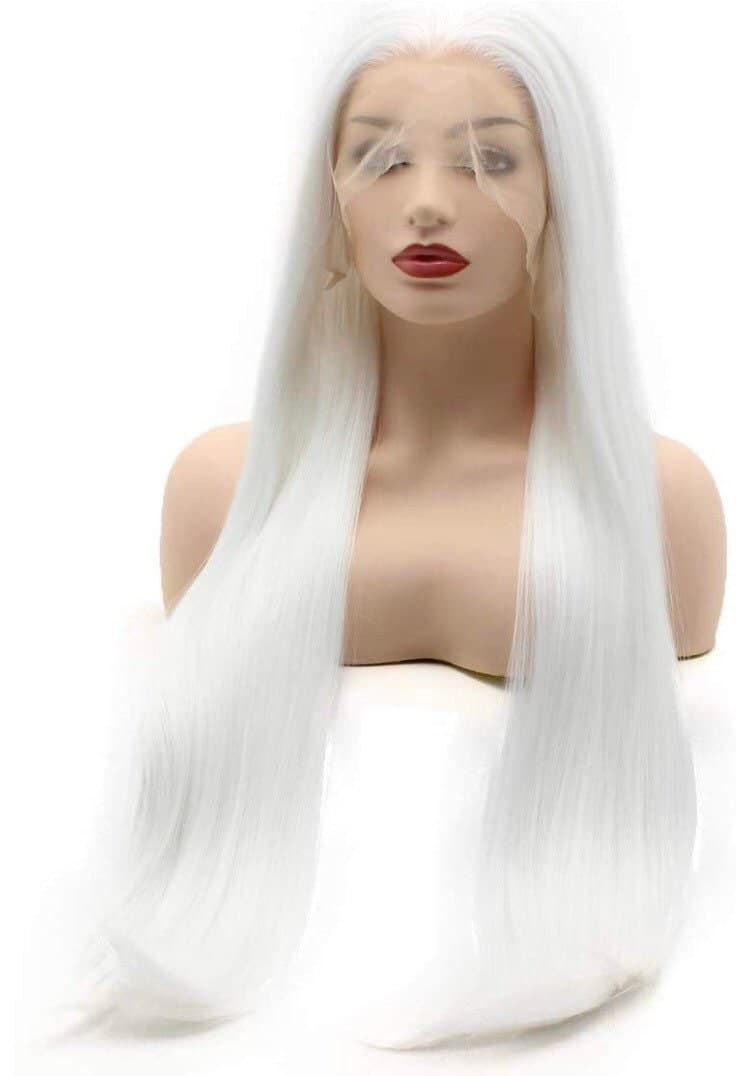 28” WHITE Straight long lace front wig for beautiful woman *NEW* - Thumbnail 5