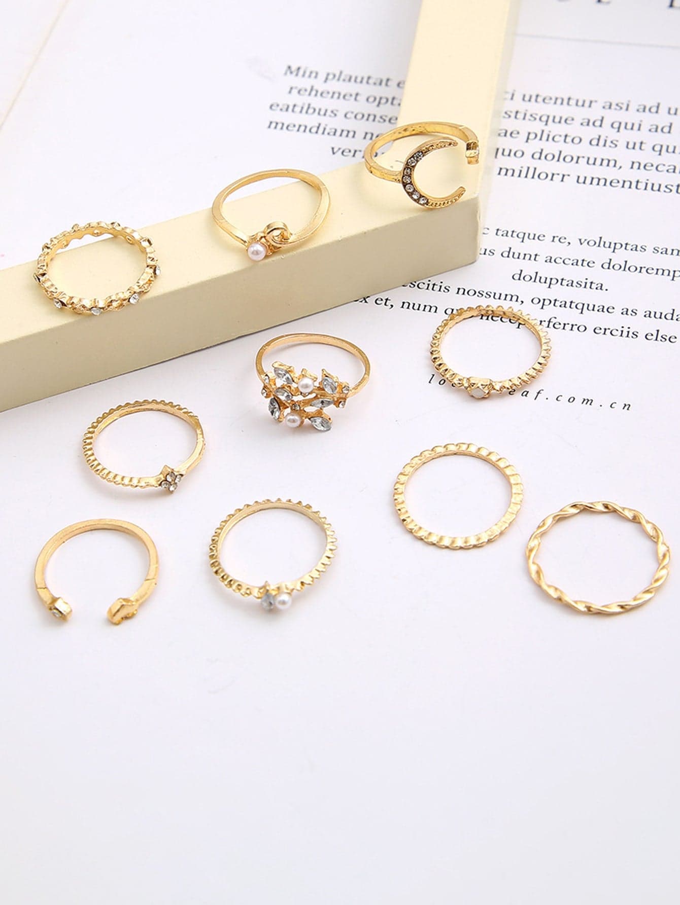 10pcs/set Rhinestone Decor Ring - one-size - Thumbnail 3