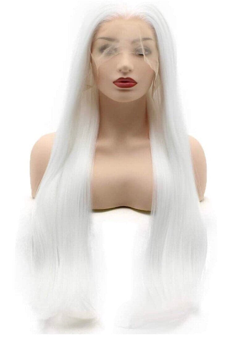 28” WHITE Straight long lace front wig for beautiful woman *NEW* - Thumbnail 2