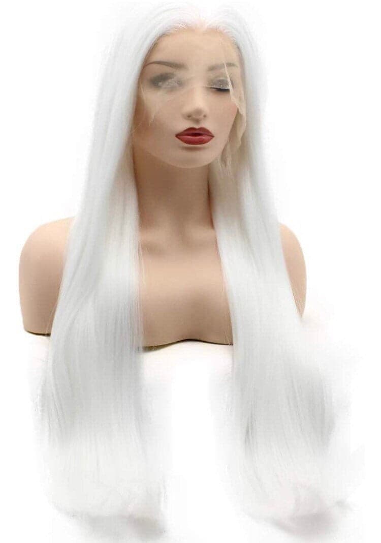 28” WHITE Straight long lace front wig for beautiful woman *NEW* - Thumbnail 3