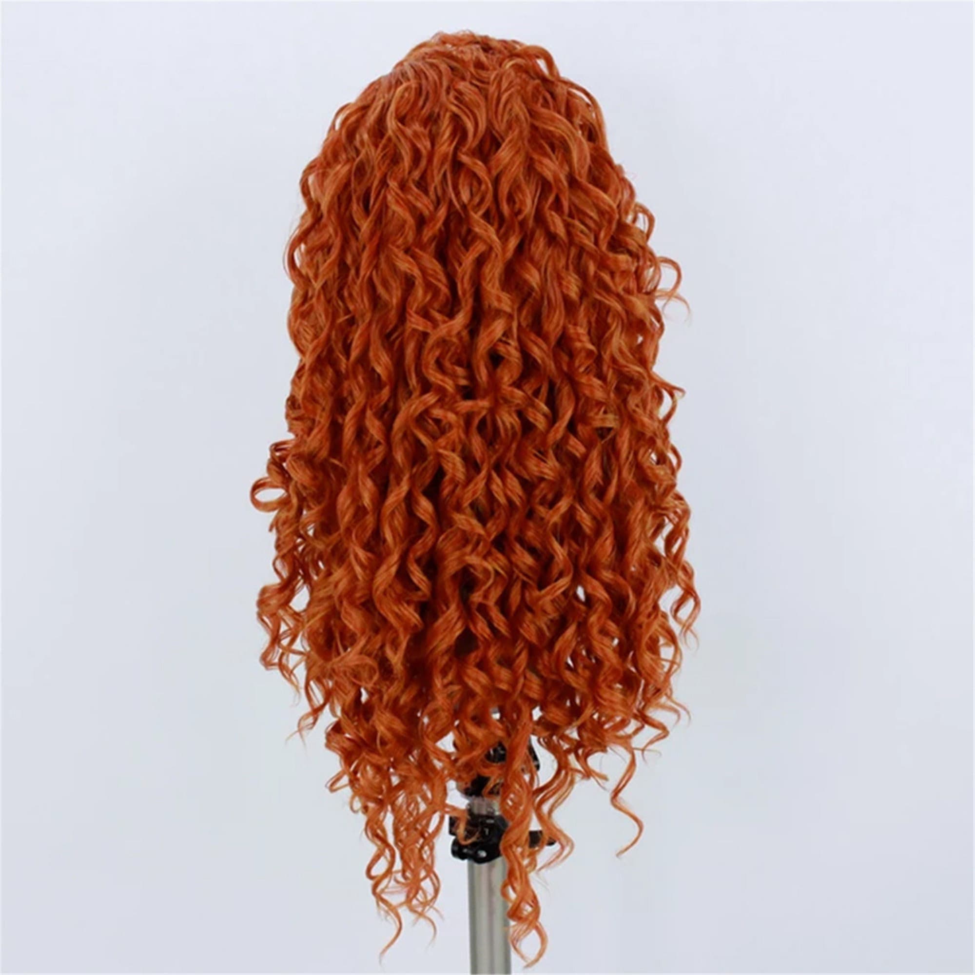 Copper Red Lace Front Wig, Long Wavy Synthetic Wigs, Heat Resistant Lace Front Wig, Copper Red Transparent Wavy Wig , Gifts For Women - Thumbnail 4