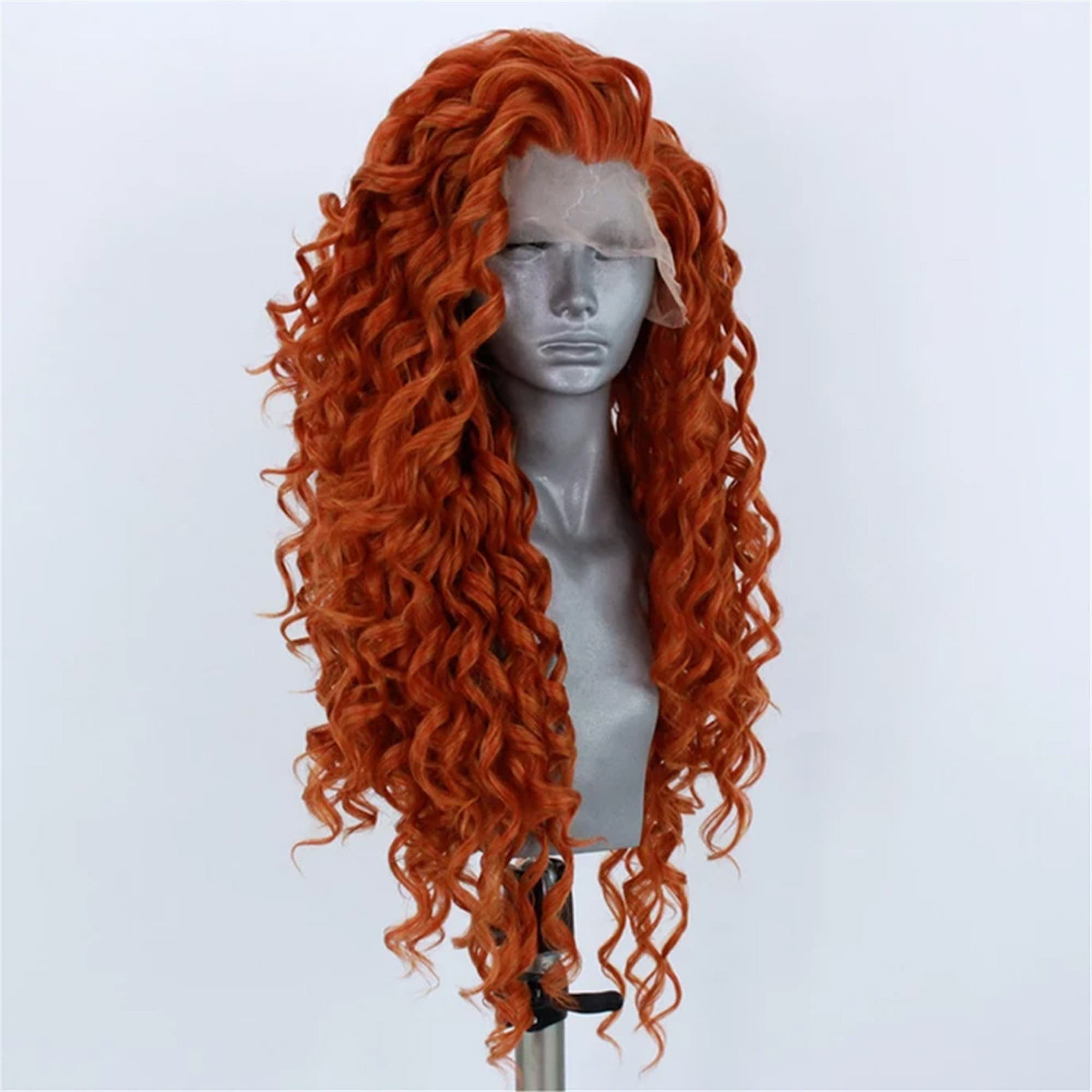 Copper Red Lace Front Wig, Long Wavy Synthetic Wigs, Heat Resistant Lace Front Wig, Copper Red Transparent Wavy Wig , Gifts For Women - Thumbnail 3
