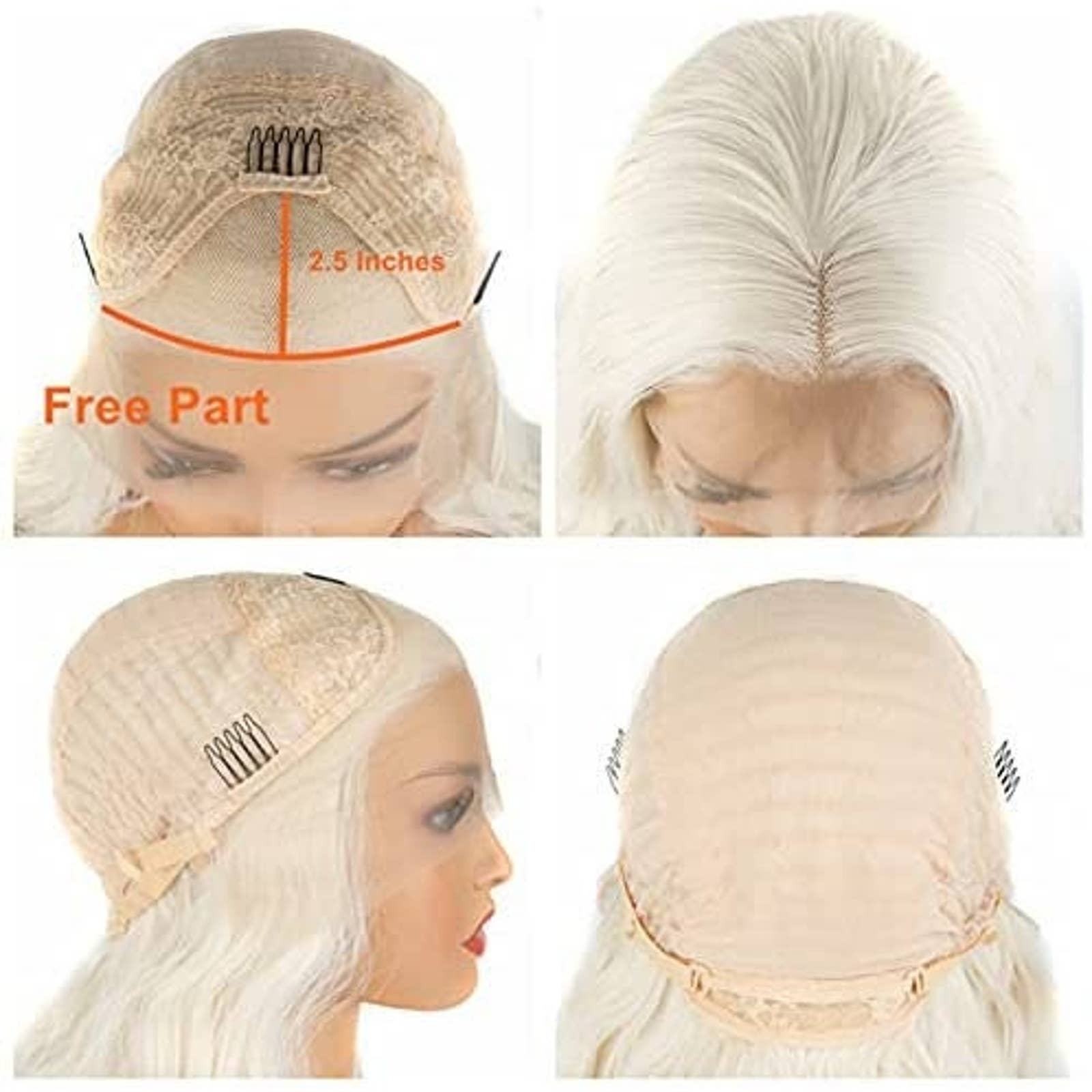 White Blonde//Icy// Lace Front Wig//Goddess//Wig//Ready to Ship//NWT//Human Hair//Synthetic Wig//Natural// Wavy//Stunning Wig//Beautiful// - Thumbnail 10