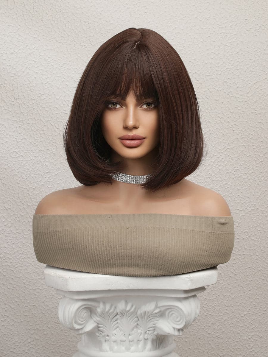 Brown Wig with Bangs - Thumbnail 5