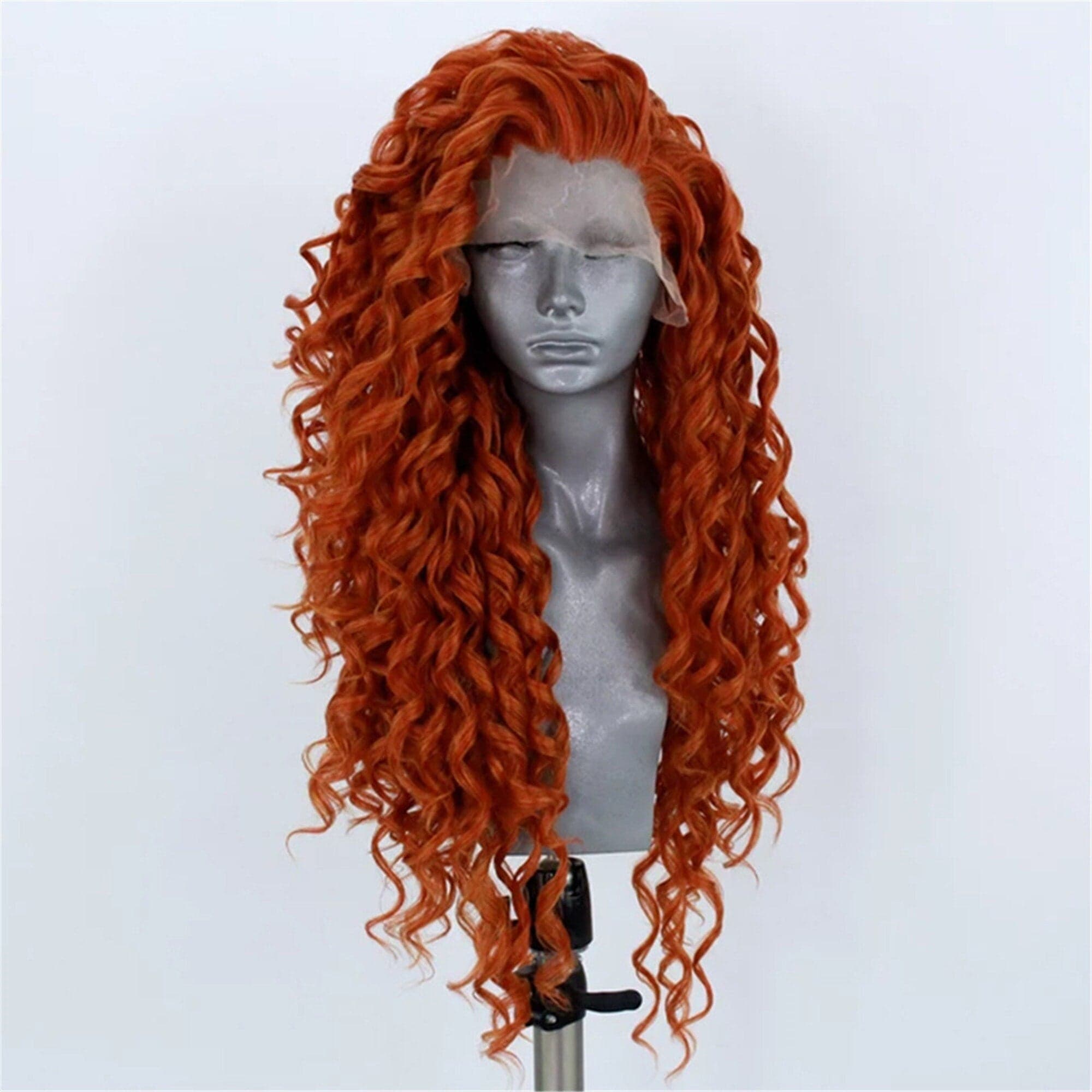 Copper Red Lace Front Wig, Long Wavy Synthetic Wigs, Heat Resistant Lace Front Wig, Copper Red Transparent Wavy Wig , Gifts For Women - Thumbnail 2