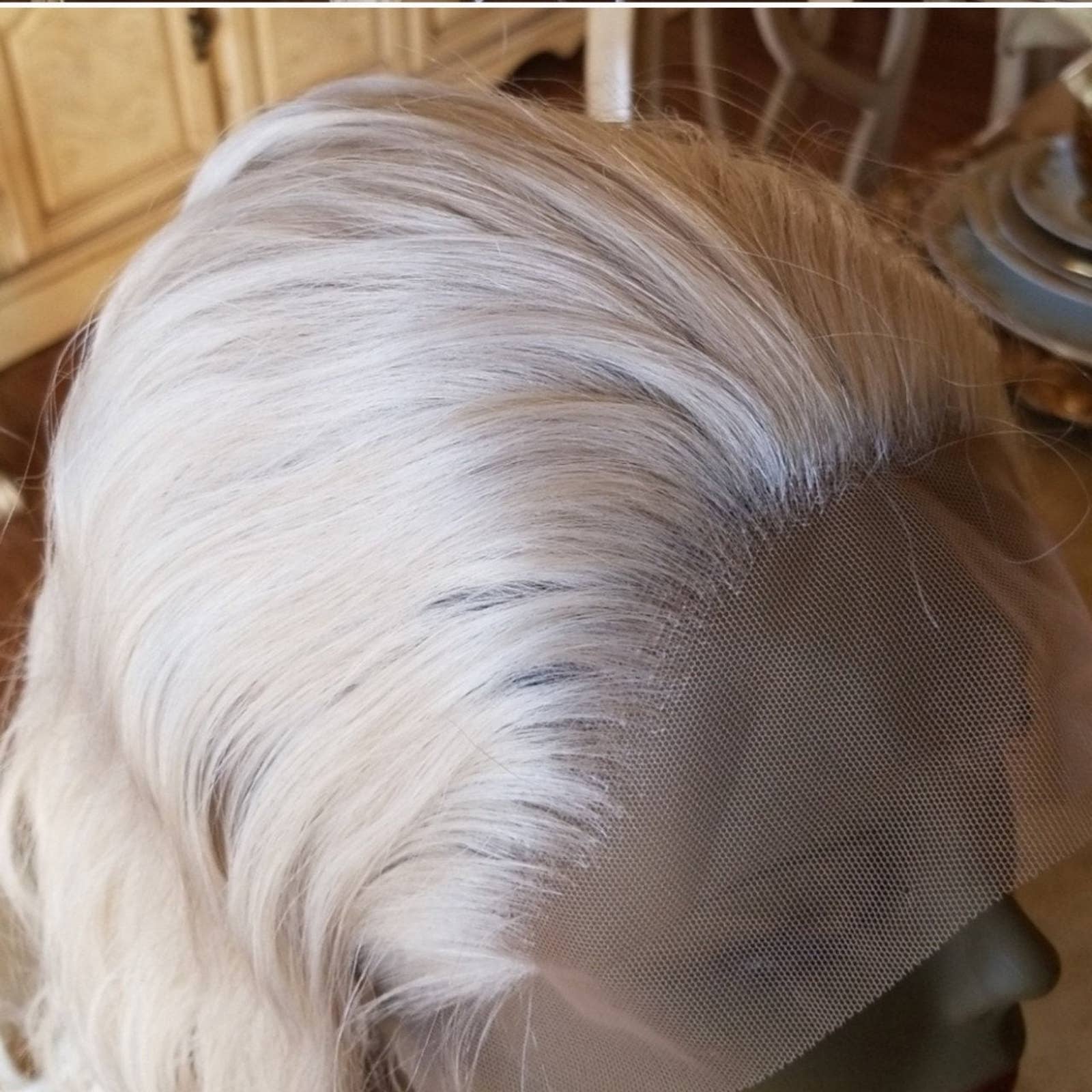 White Blonde//Icy// Lace Front Wig//Goddess//Wig//Ready to Ship//NWT//Human Hair//Synthetic Wig//Natural// Wavy//Stunning Wig//Beautiful// - Thumbnail 7
