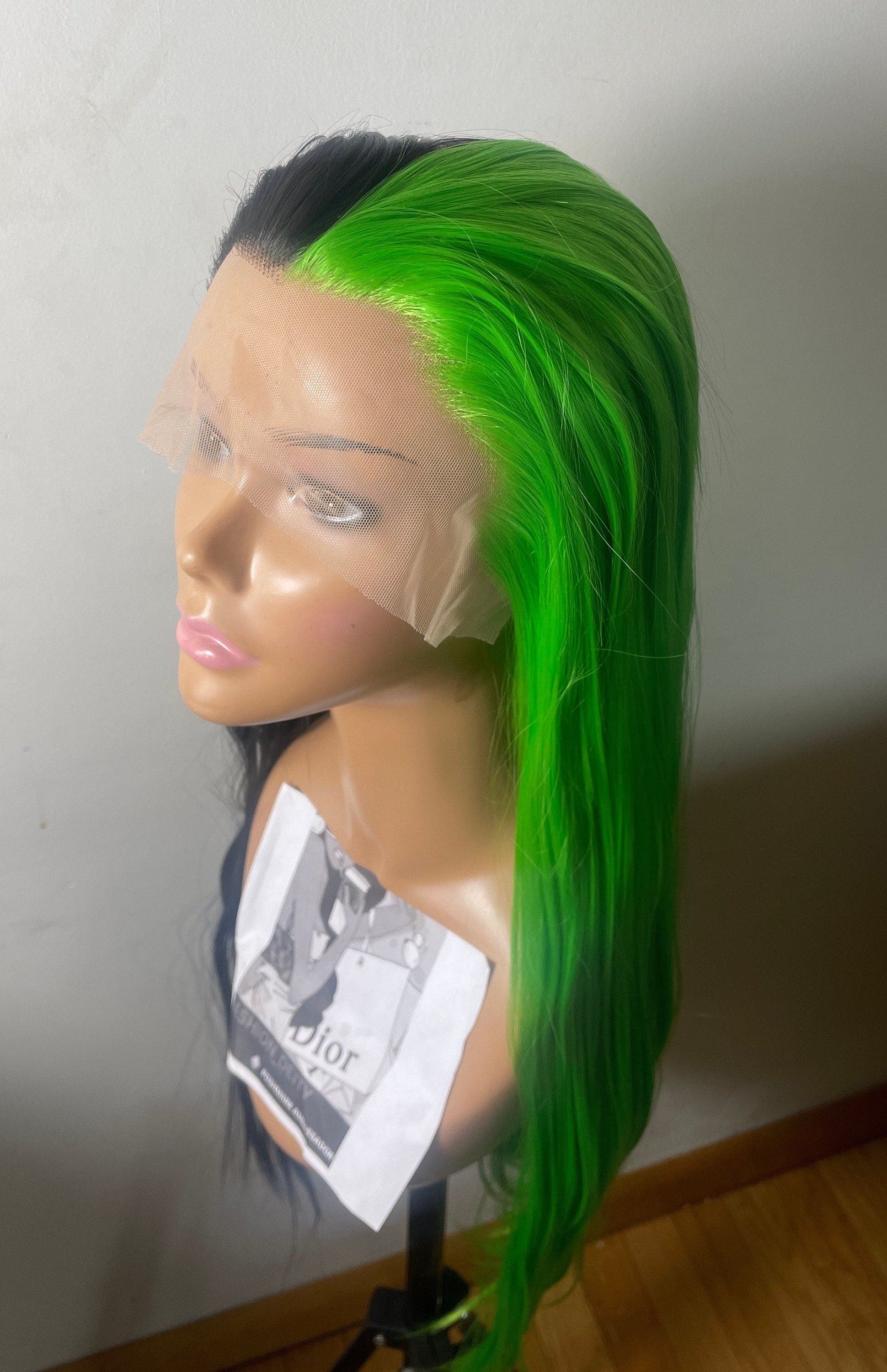 22” Green & black straight split dye lace front wig *NEW* - Thumbnail 7