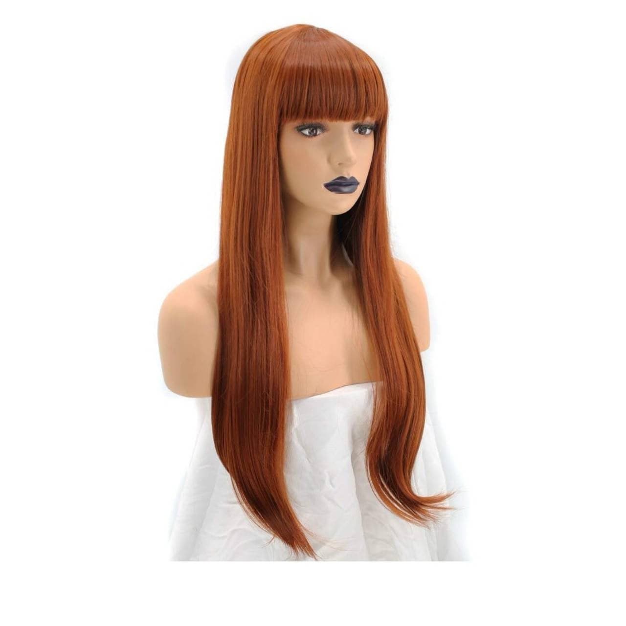 Copper Red// Wigs for Women//Wig//Bangs// Straight Wigs//Long Hair// Costume//Auburn Red - Copper Red Auburn - Thumbnail 5