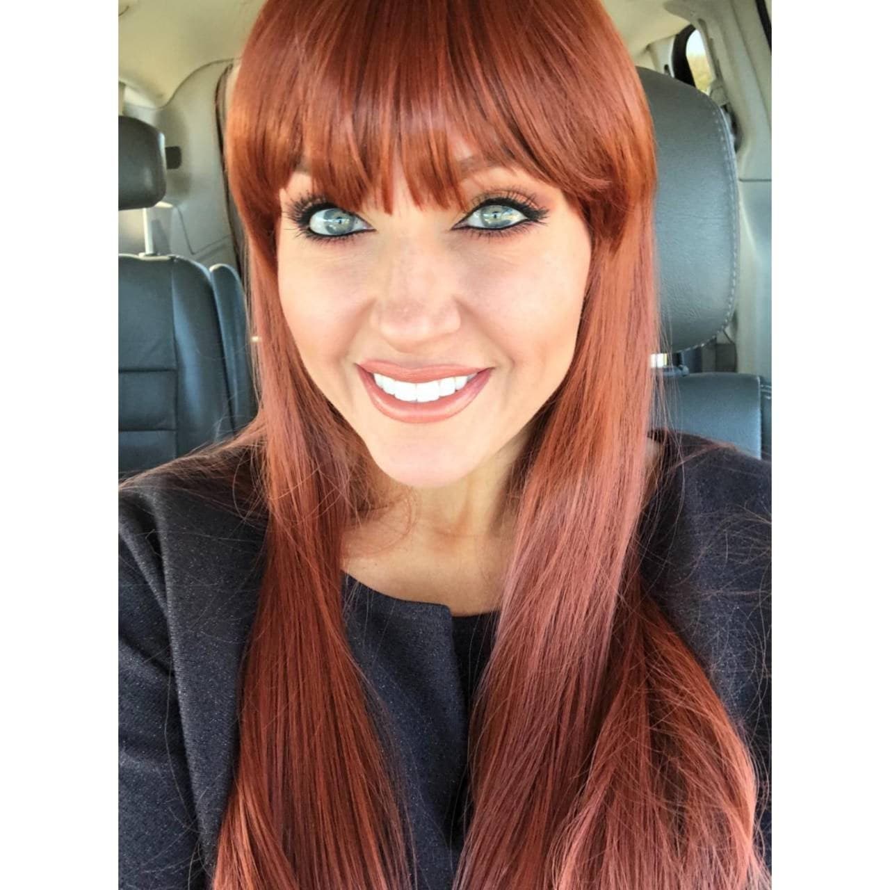 Copper Red// Wigs for Women//Wig//Bangs// Straight Wigs//Long Hair// Costume//Auburn Red - Copper Red Auburn - Thumbnail 2