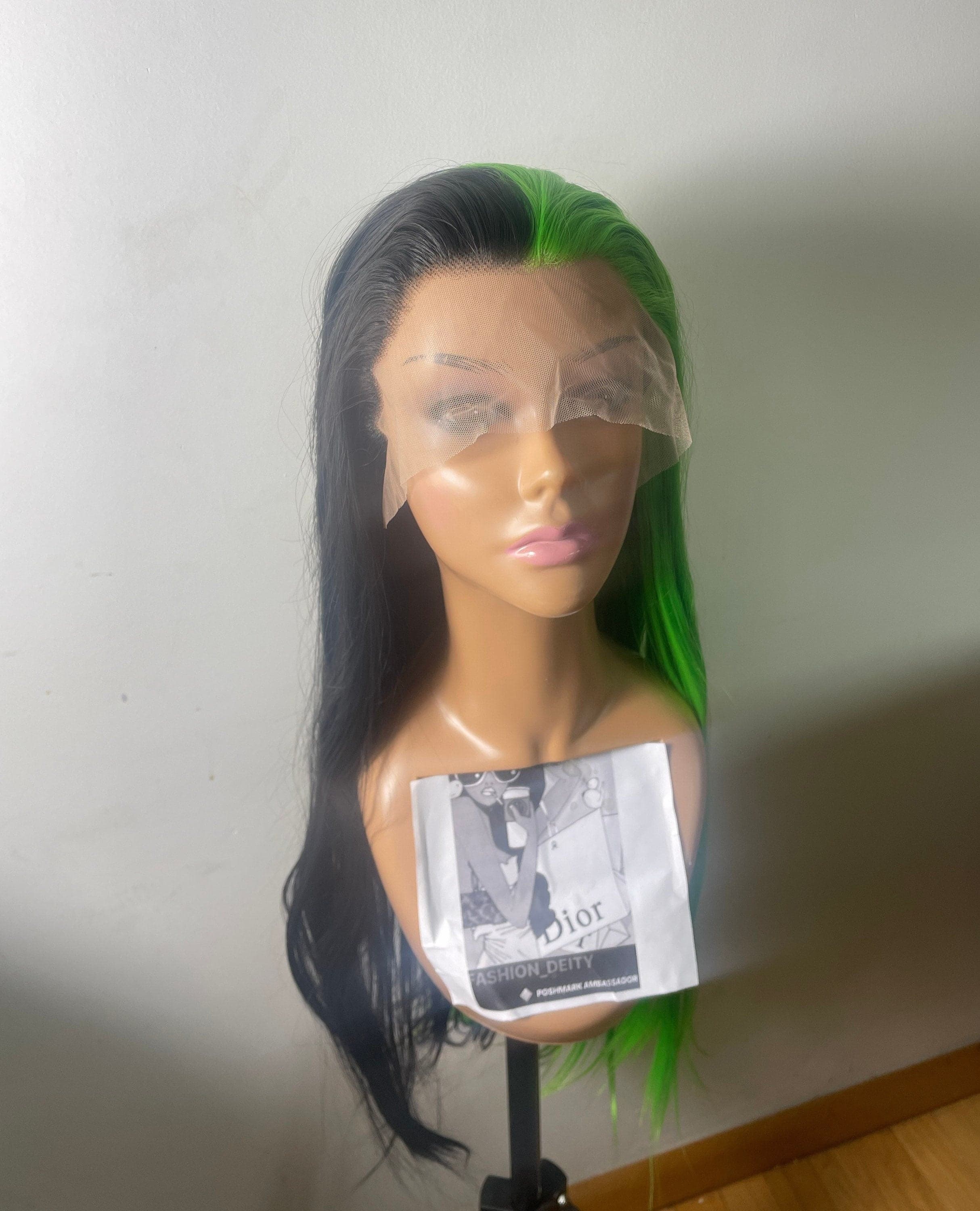 22” Green & black straight split dye lace front wig *NEW* - Thumbnail 4