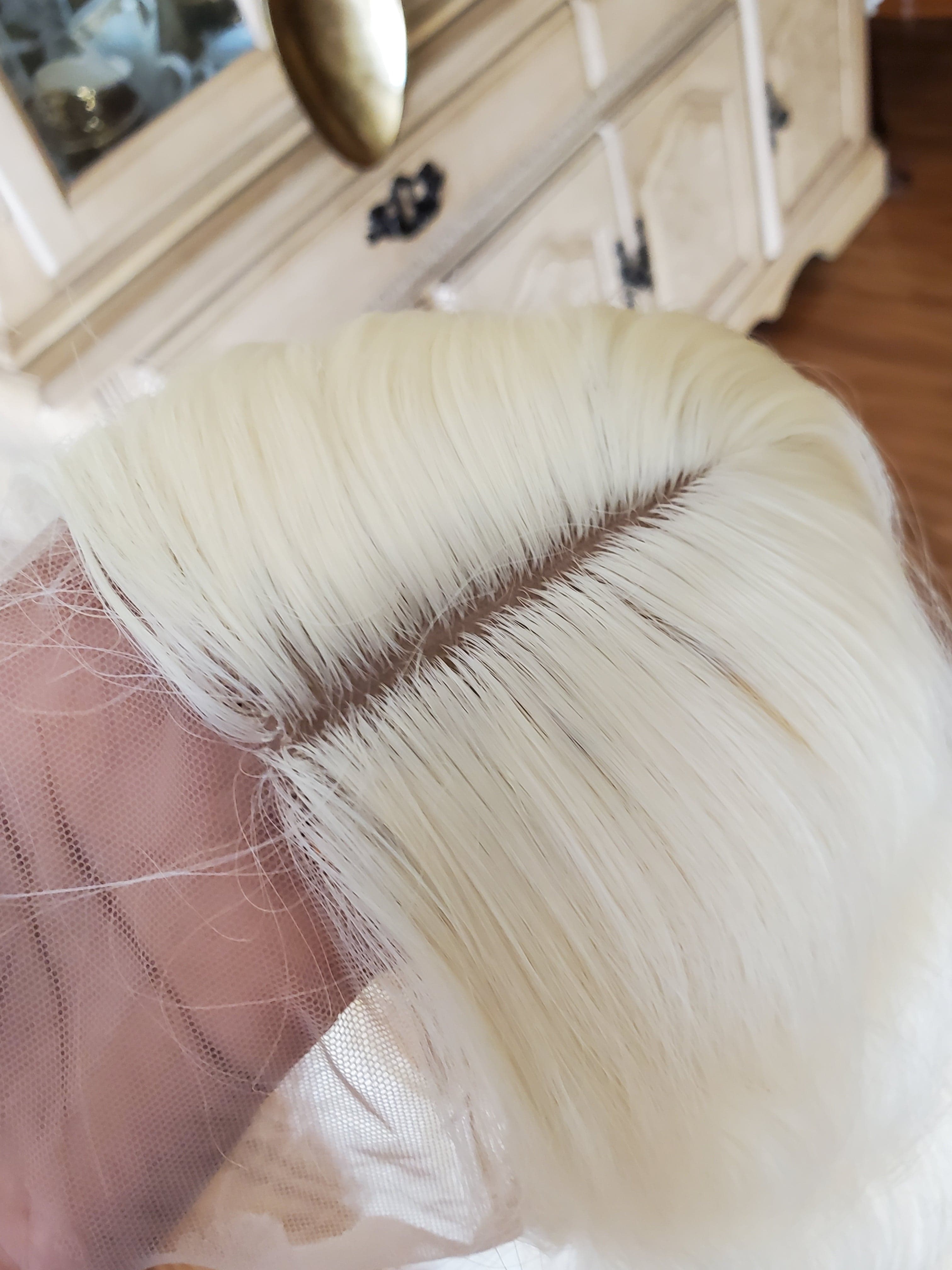 Bleach Blonde Curly Wave Lace Front Wig - Thumbnail 3