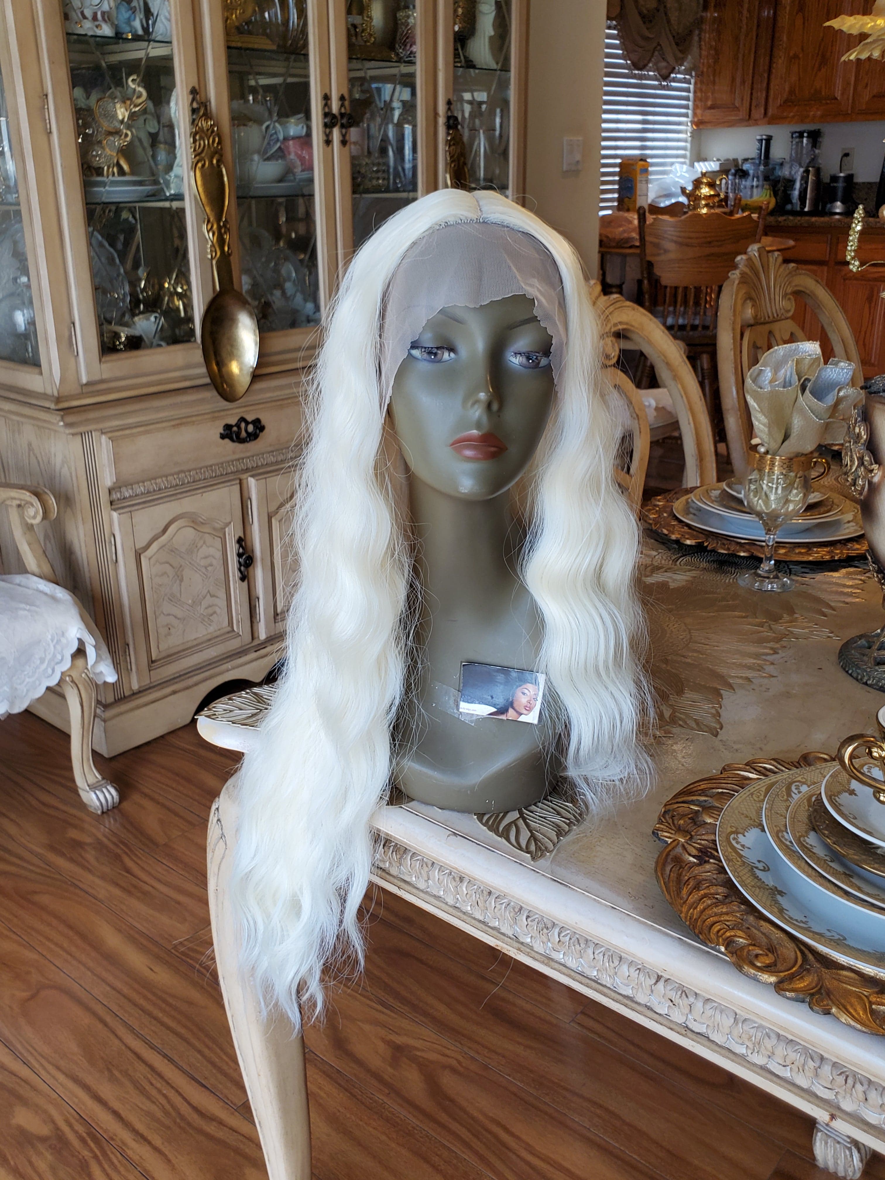 Bleach Blonde Curly Wave Lace Front Wig - Thumbnail 20