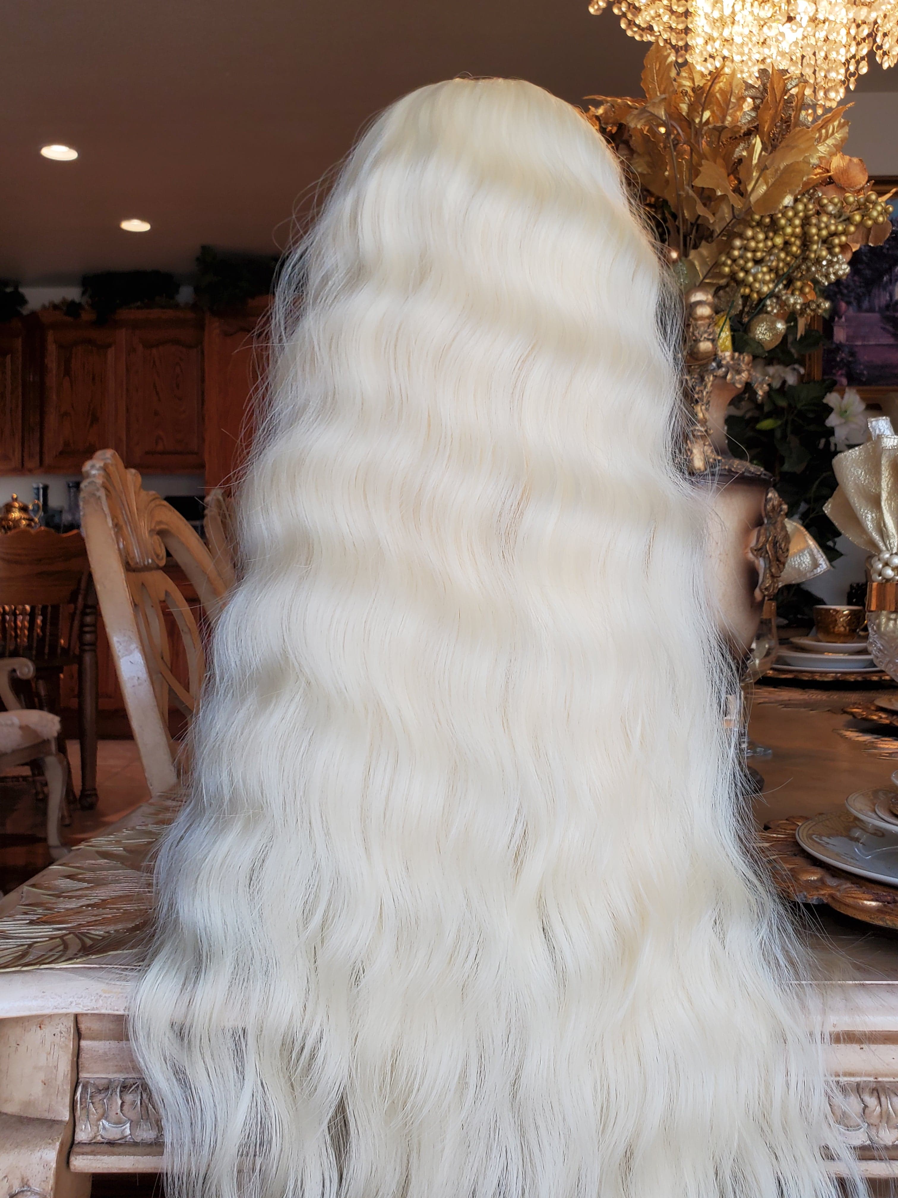 Bleach Blonde Curly Wave Lace Front Wig - Thumbnail 17