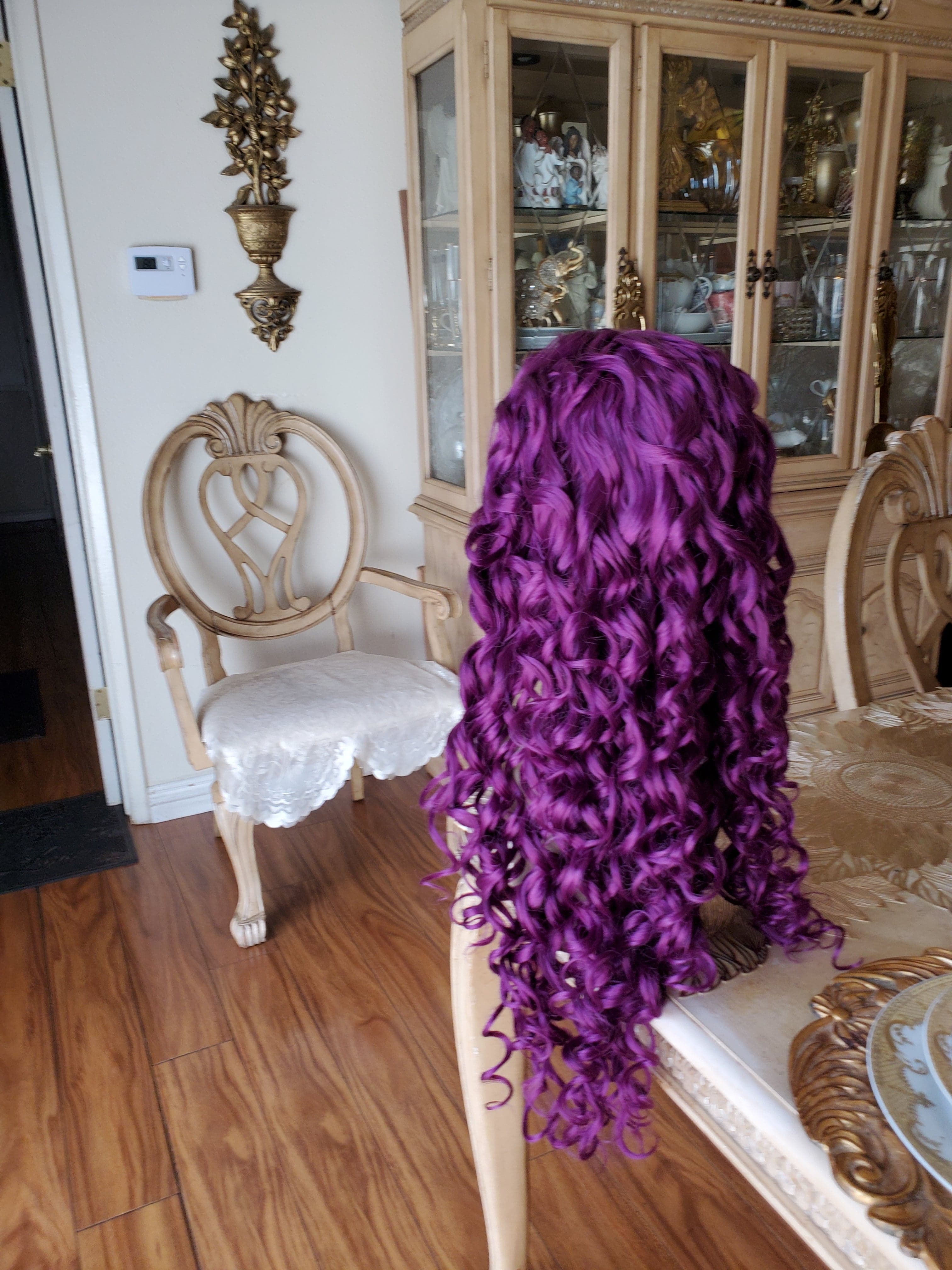Purple Curly Lace Front Wig - Thumbnail 20