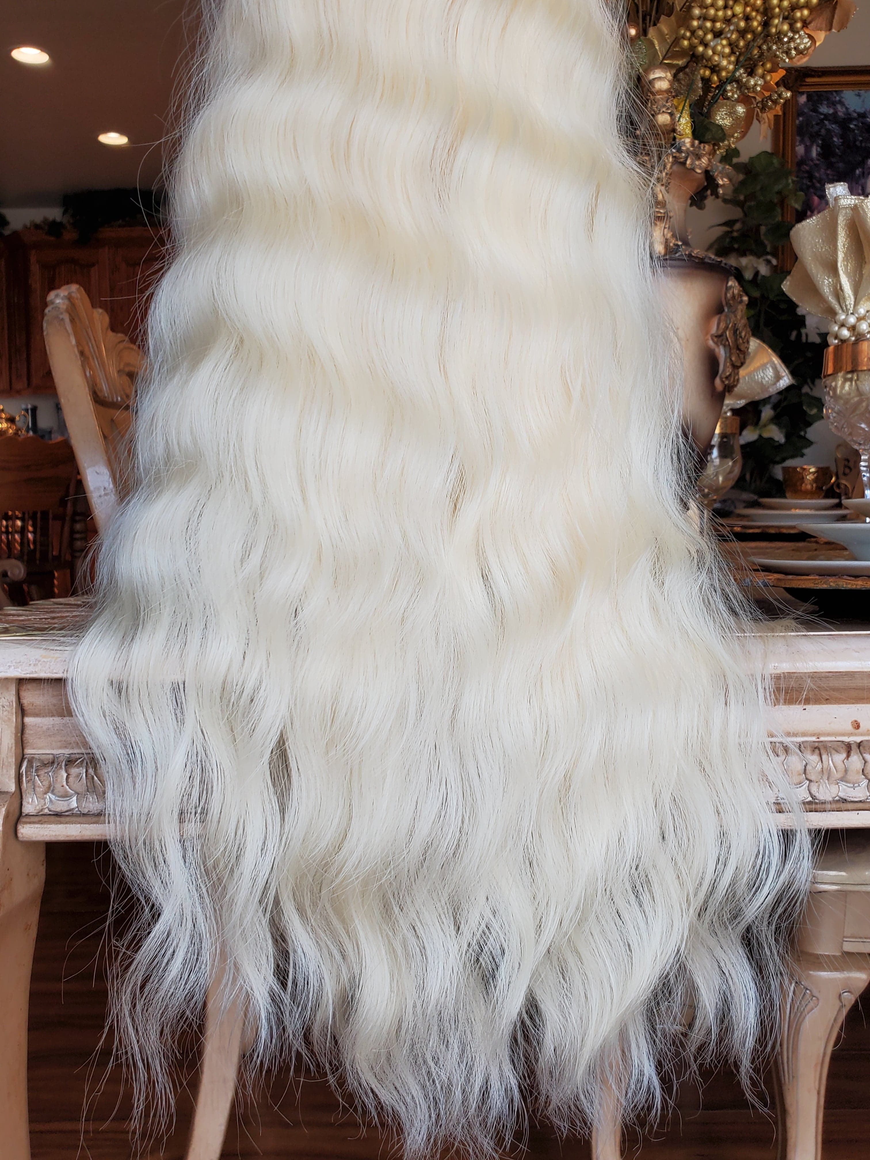 Bleach Blonde Curly Wave Lace Front Wig - Thumbnail 16