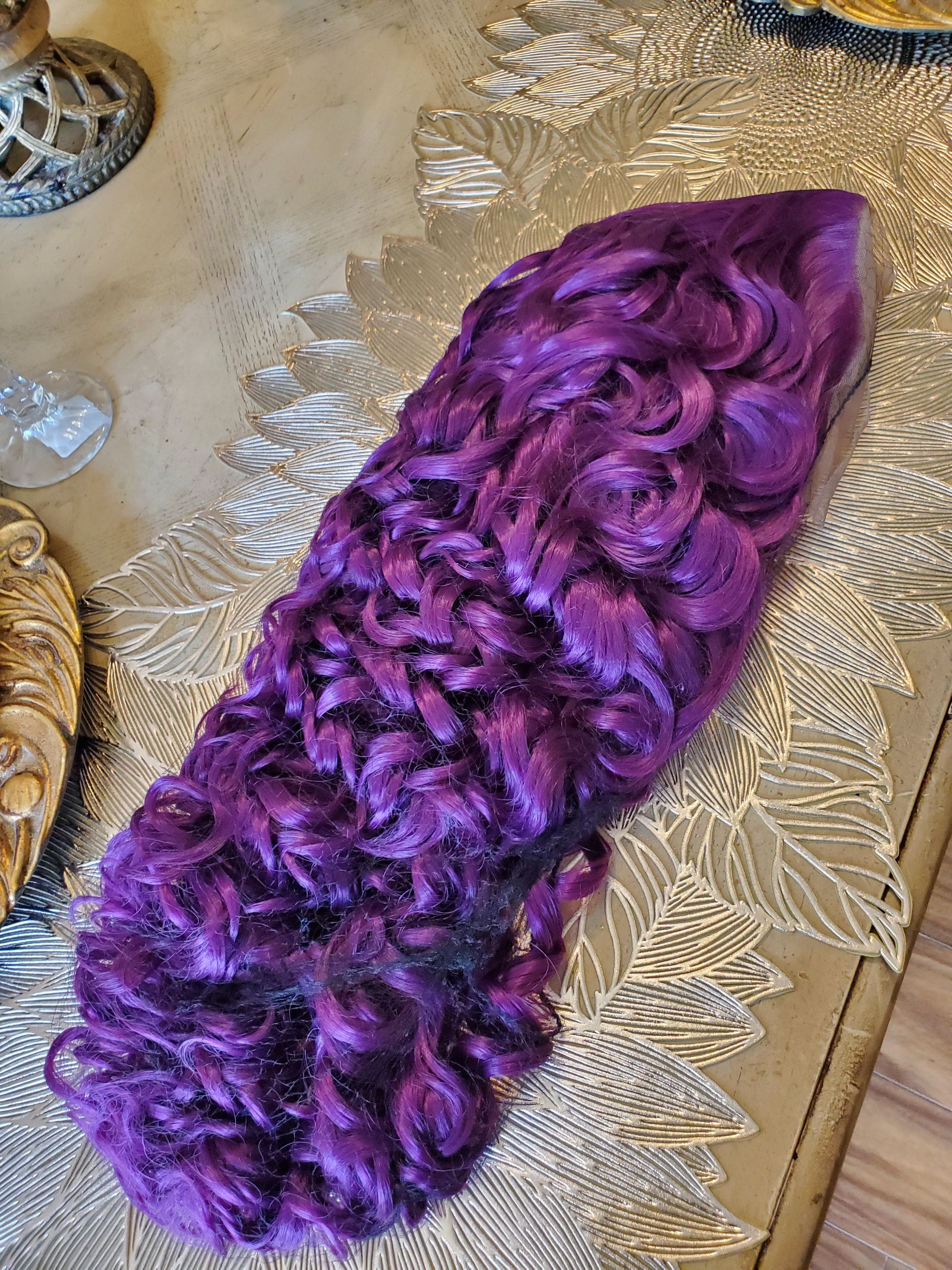 Purple Curly Lace Front Wig - Thumbnail 5