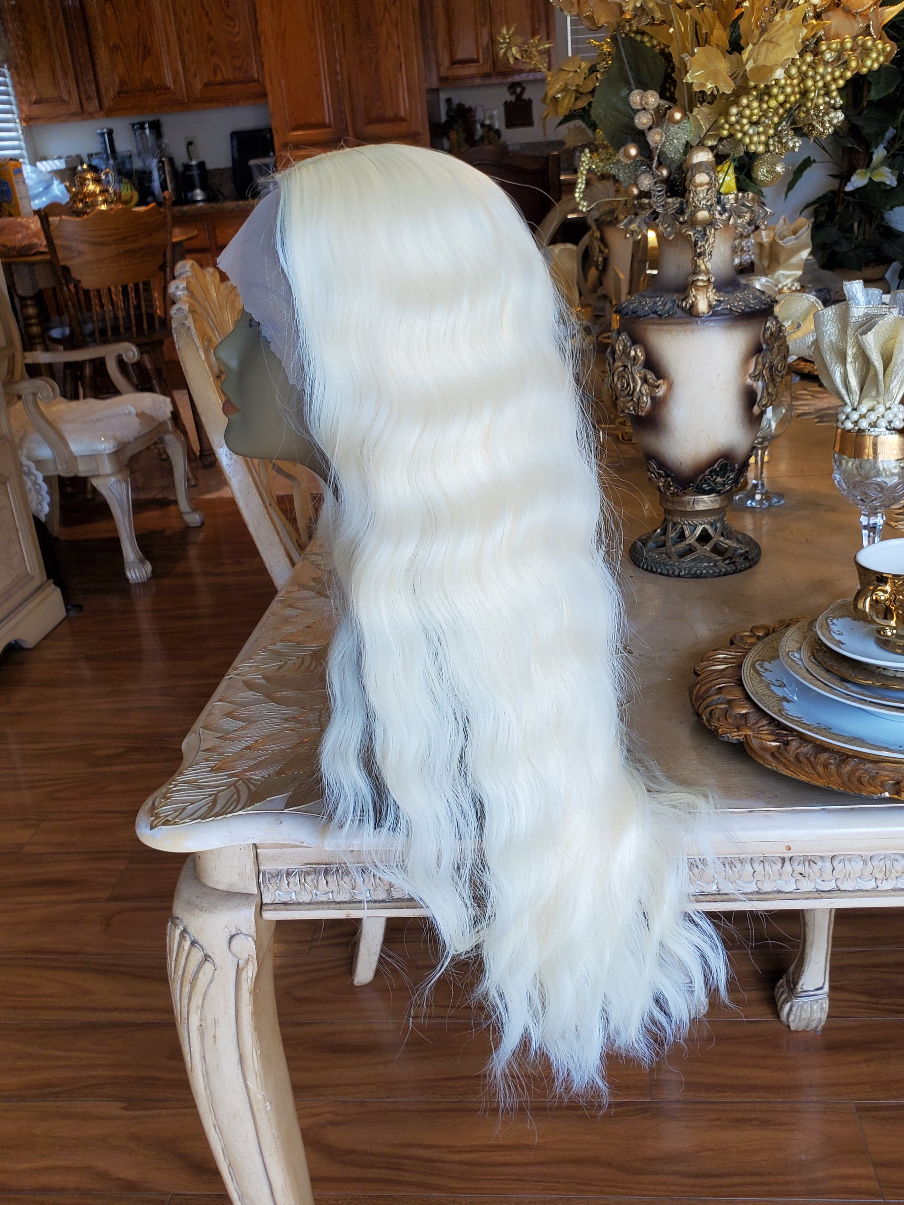 Bleach Blonde Curly Wave Lace Front Wig - Thumbnail 21
