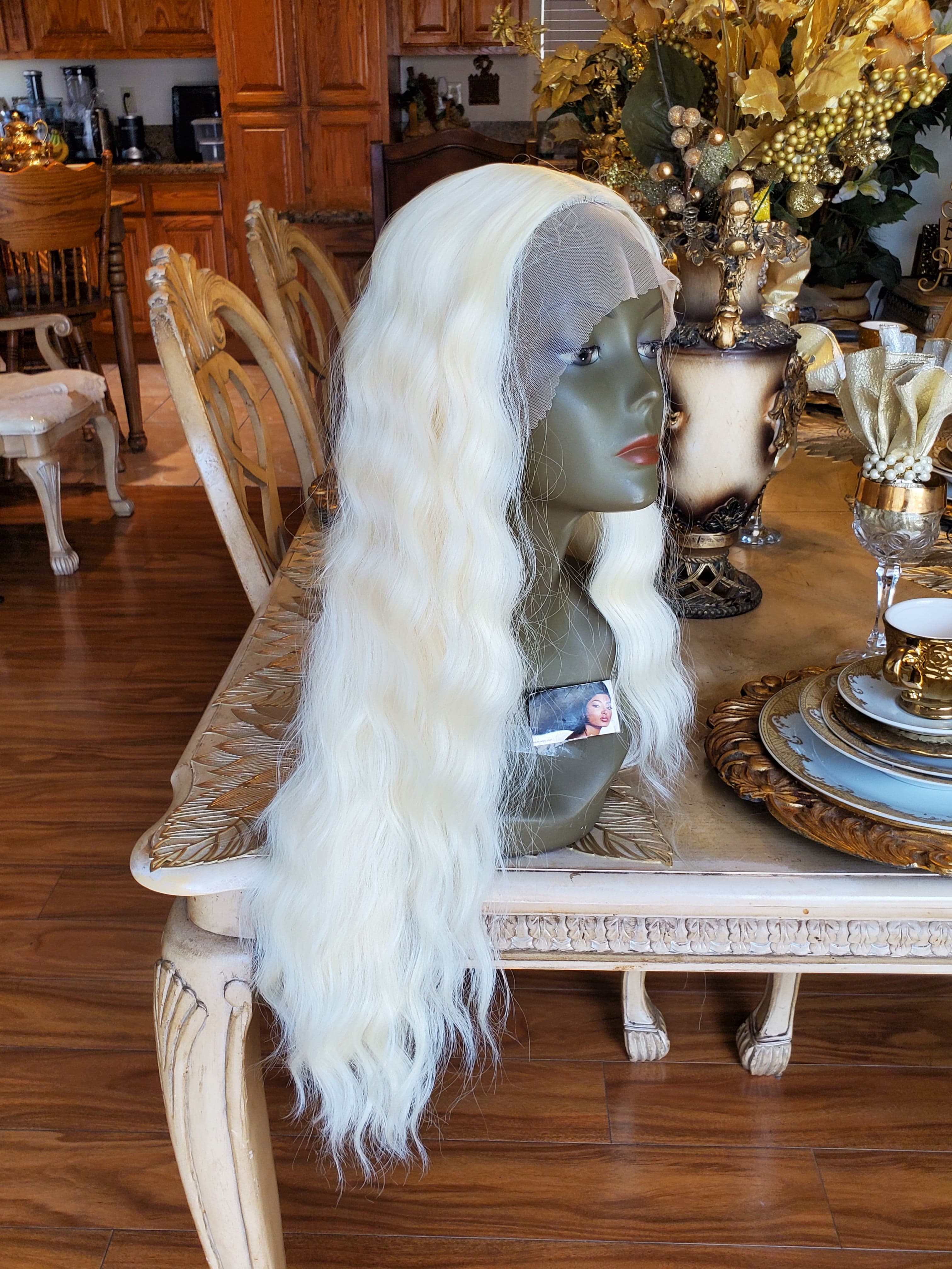 Bleach Blonde Curly Wave Lace Front Wig - Thumbnail 22