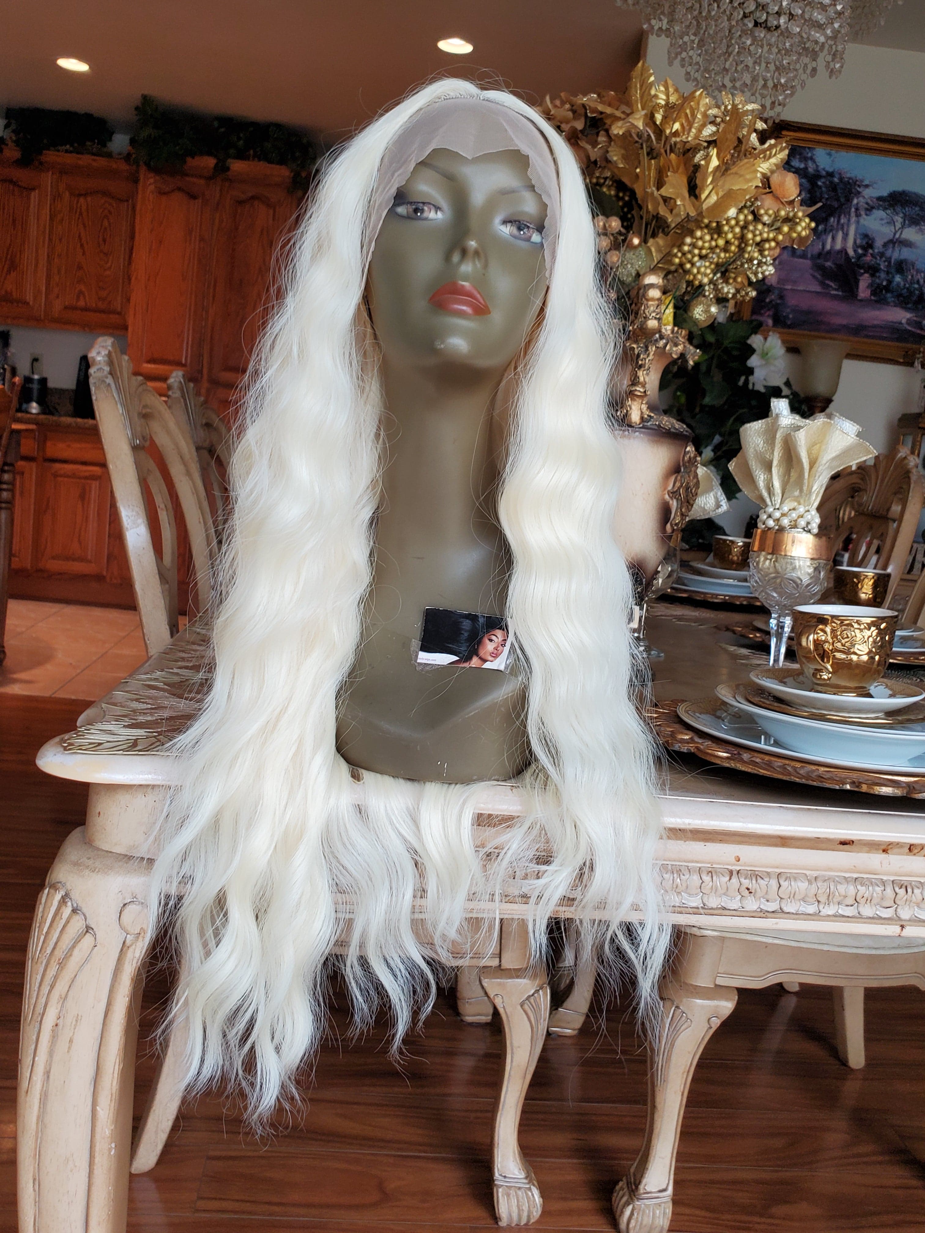 Bleach Blonde Curly Wave Lace Front Wig - Thumbnail 26
