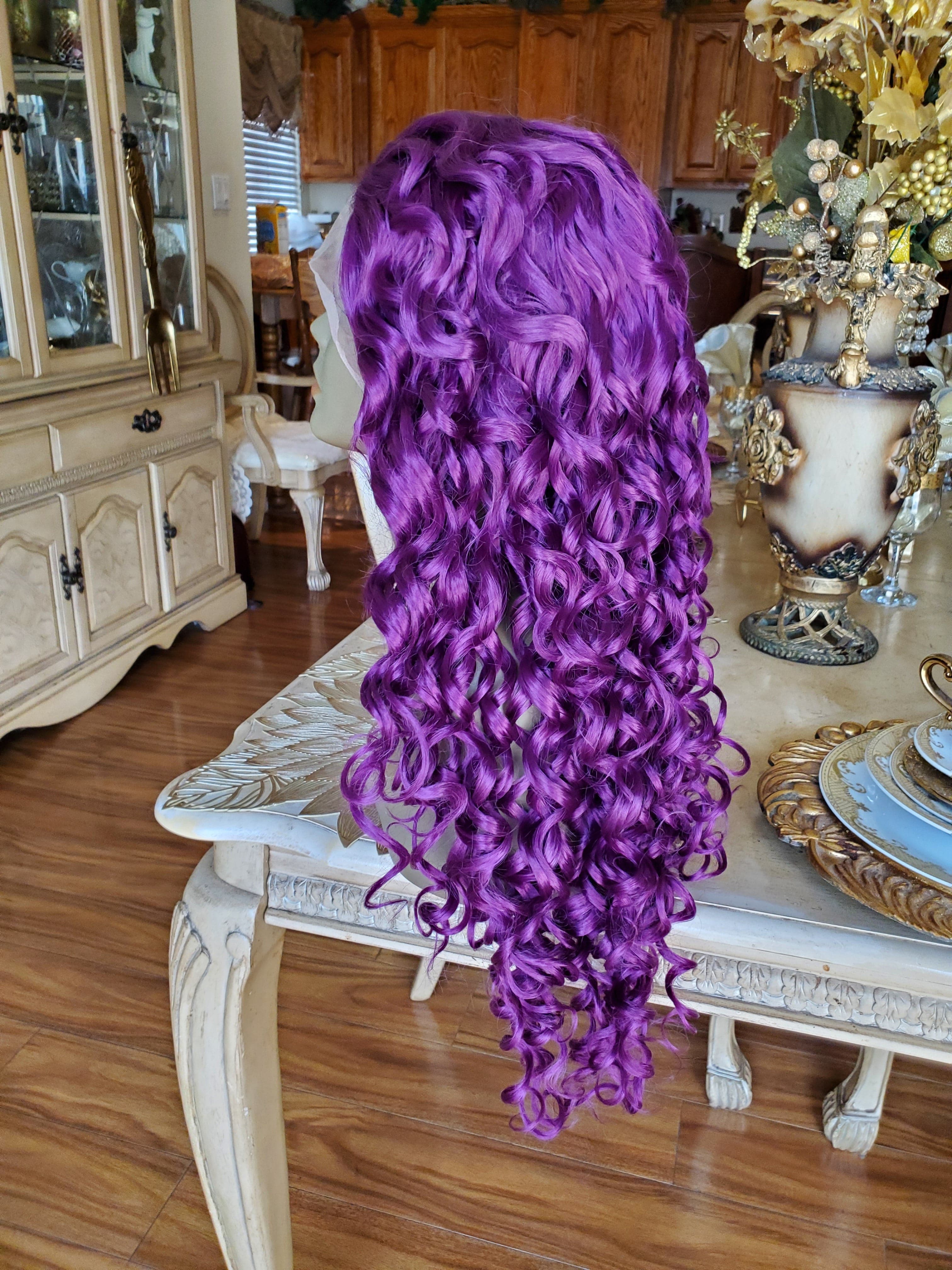 Purple Curly Lace Front Wig - Thumbnail 21