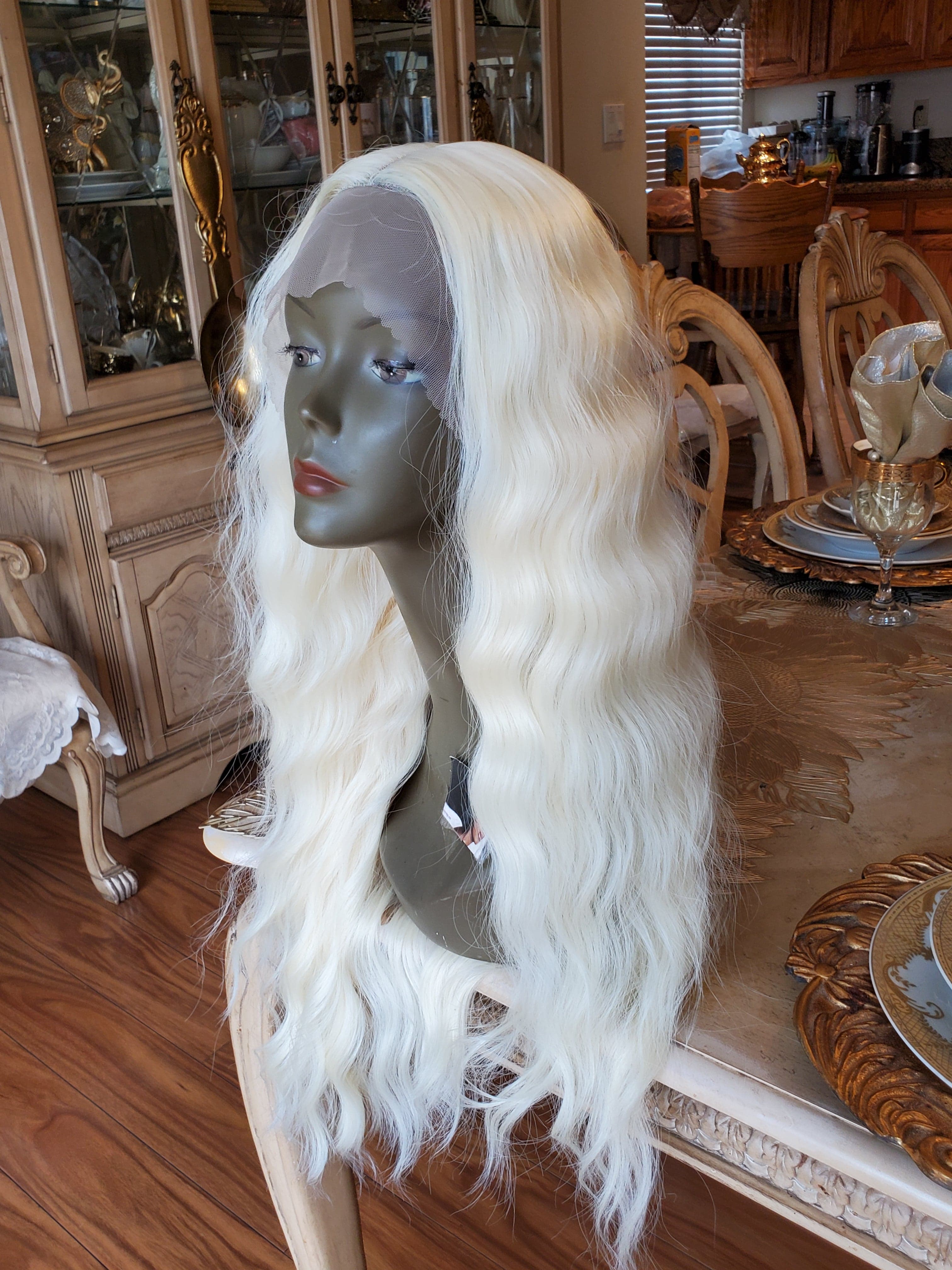 Bleach Blonde Curly Wave Lace Front Wig - Thumbnail 25