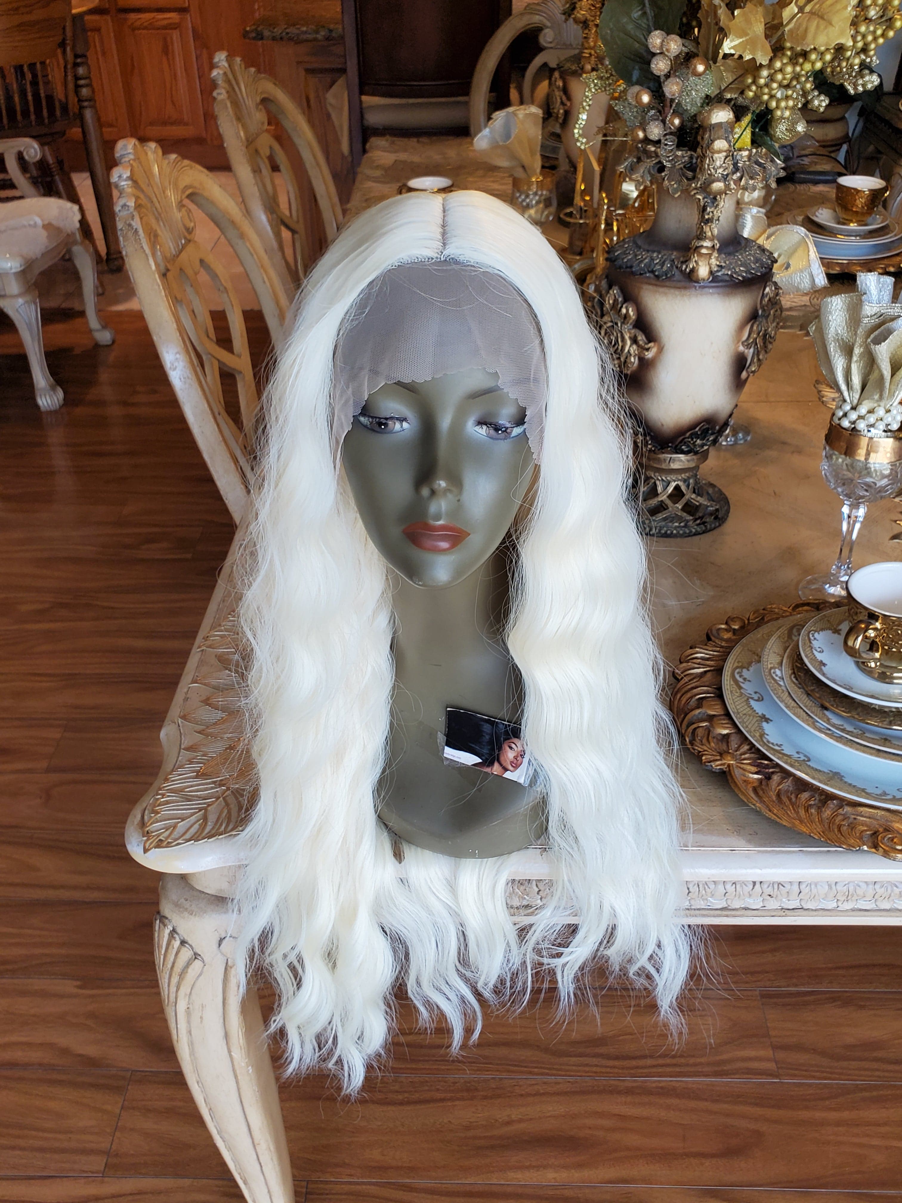 Bleach Blonde Curly Wave Lace Front Wig - Thumbnail 24