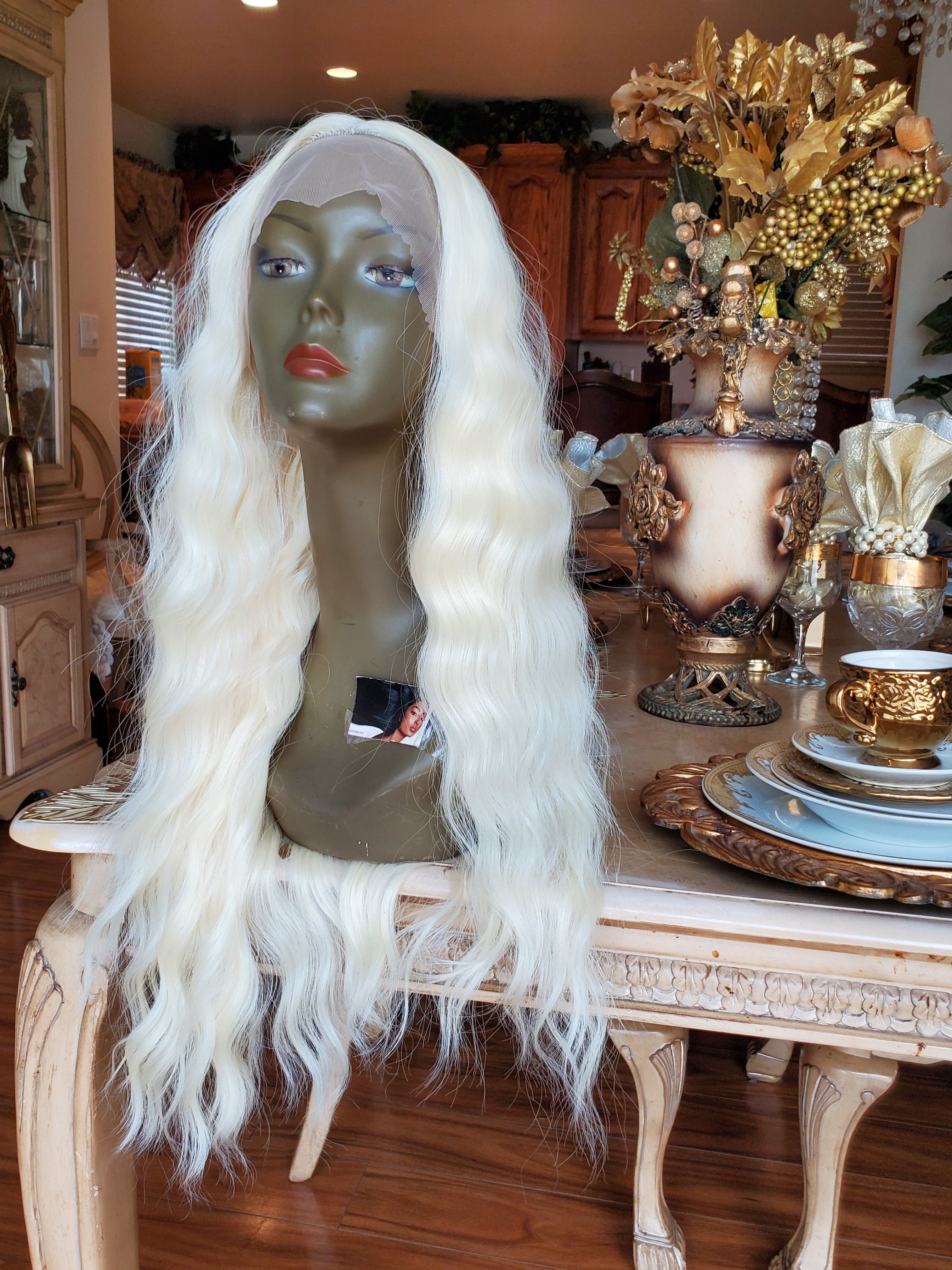 Bleach Blonde Curly Wave Lace Front Wig - Thumbnail 29