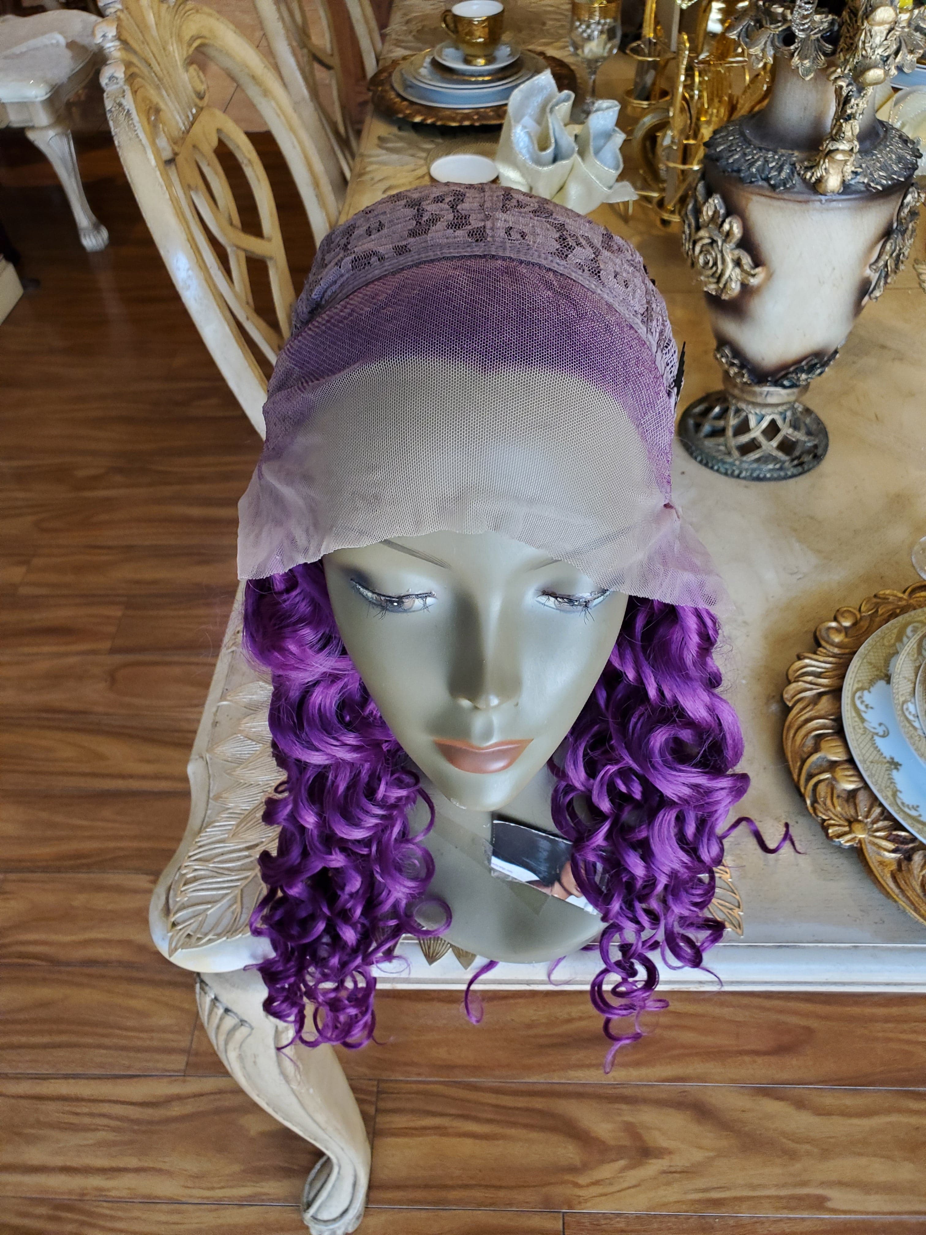 Purple Curly Lace Front Wig - Thumbnail 35