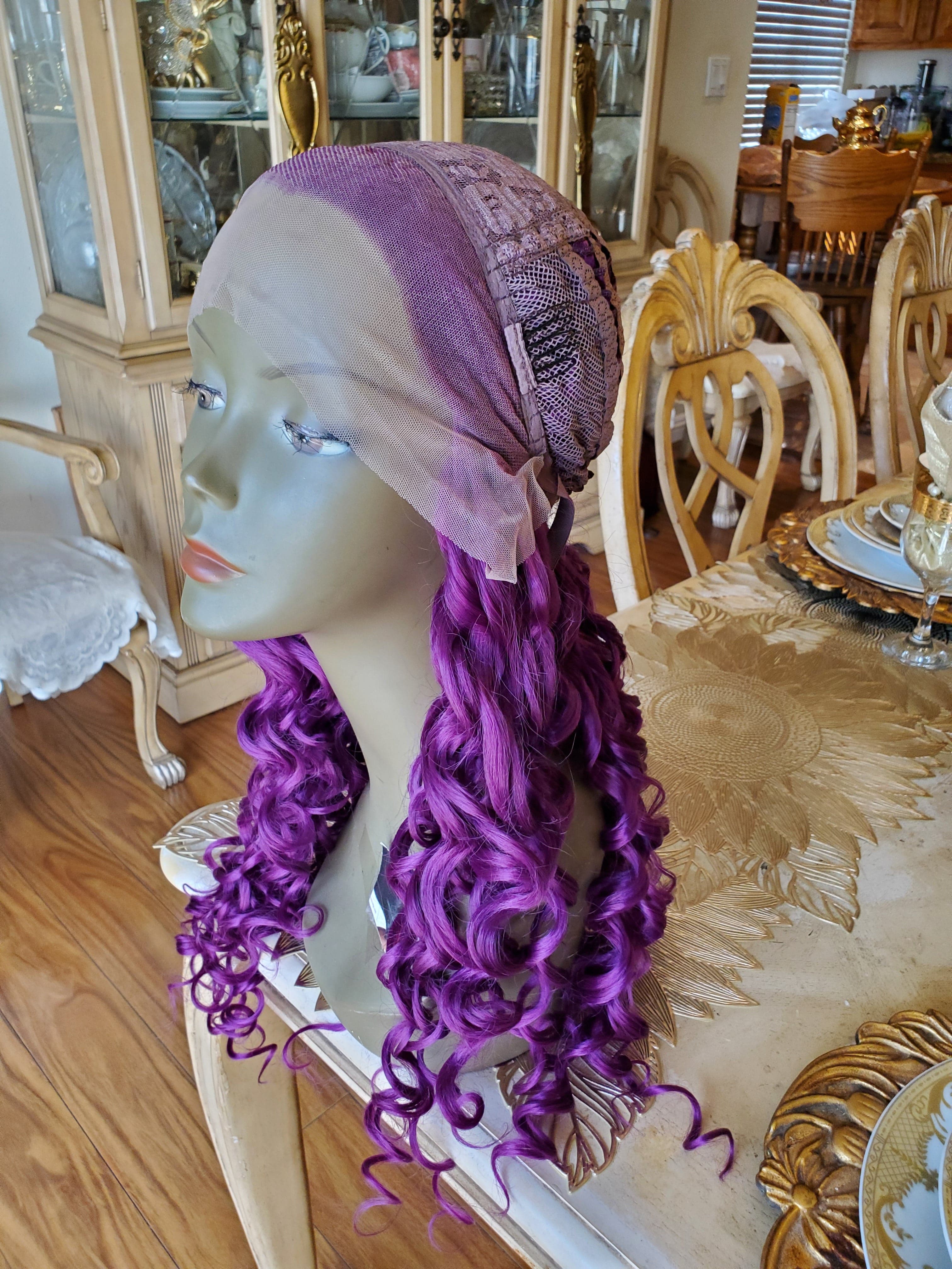 Purple Curly Lace Front Wig - Thumbnail 36
