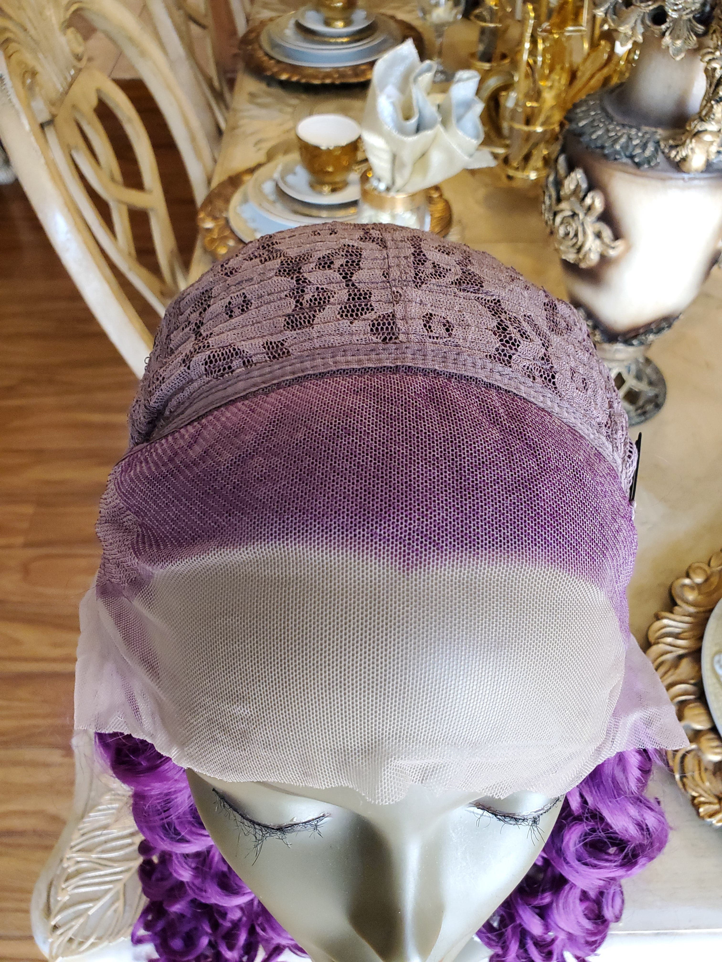 Purple Curly Lace Front Wig - Thumbnail 34