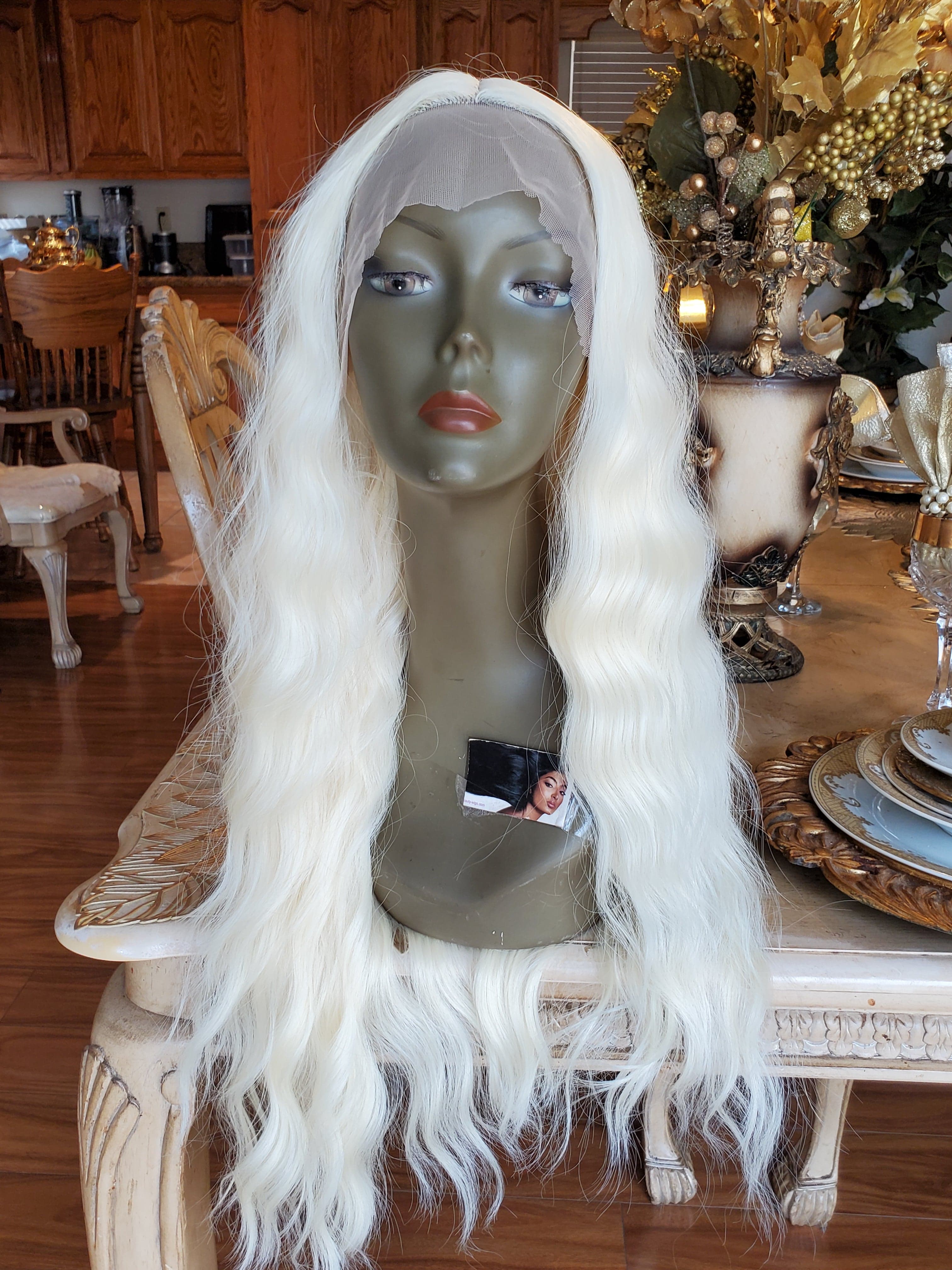 Bleach Blonde Curly Wave Lace Front Wig - Thumbnail 23
